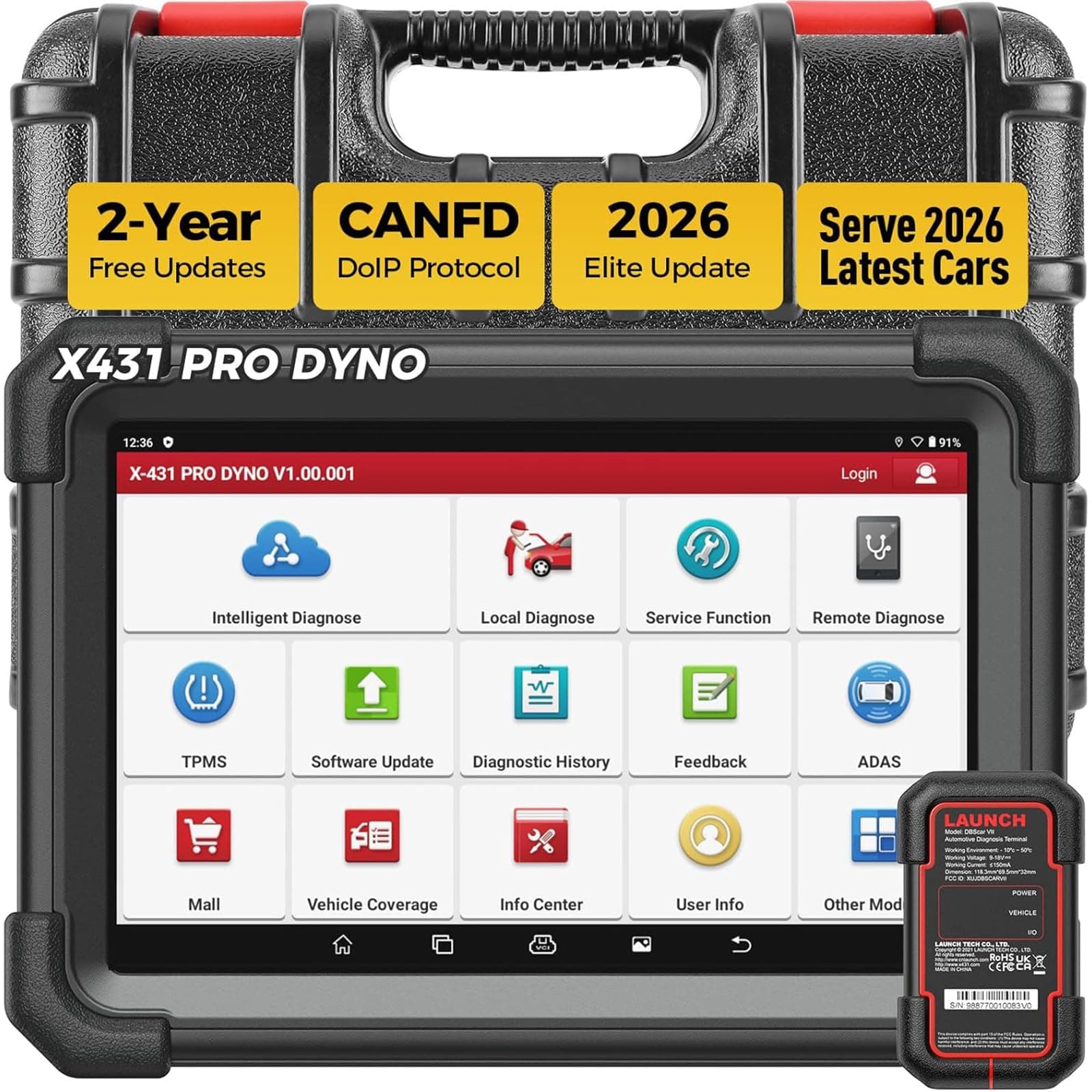 X431 Pro Dyno all-in-one OBD2 Scanner, ECU Coding, Bi-directional Control, 37+ Services Functions, Full System Diagnostic scan tool CANFD DOIP, AutoAuth FCA SGW, IMMO, 2 Years Update