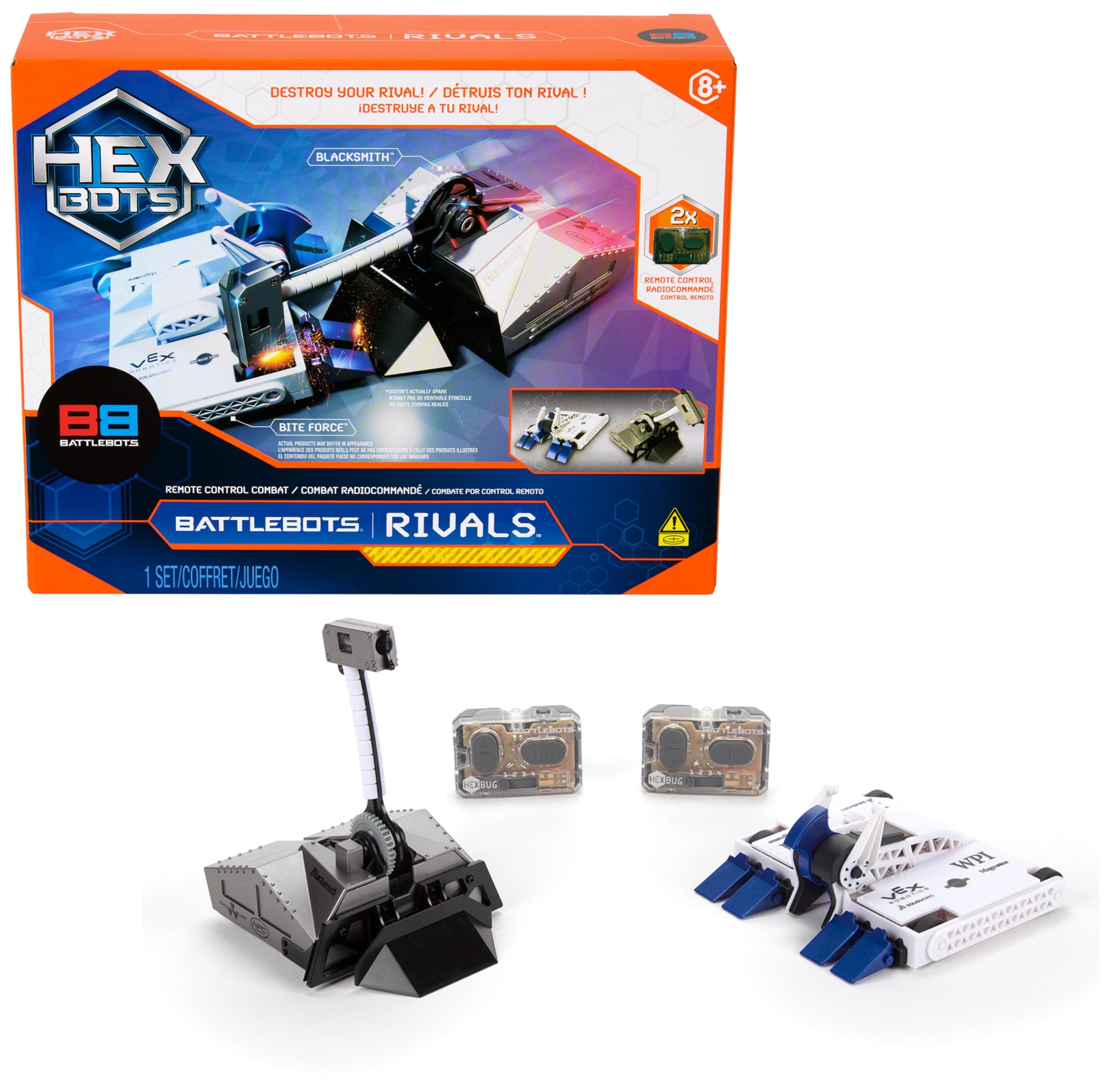 HEX Bots BattleBots Rivals 4.0 (Blacksmith and Biteforce), Remote Control Robot Toys for Kids, STEM Toys for Boys and Girls Ages 8 & Up, Batteries Included
