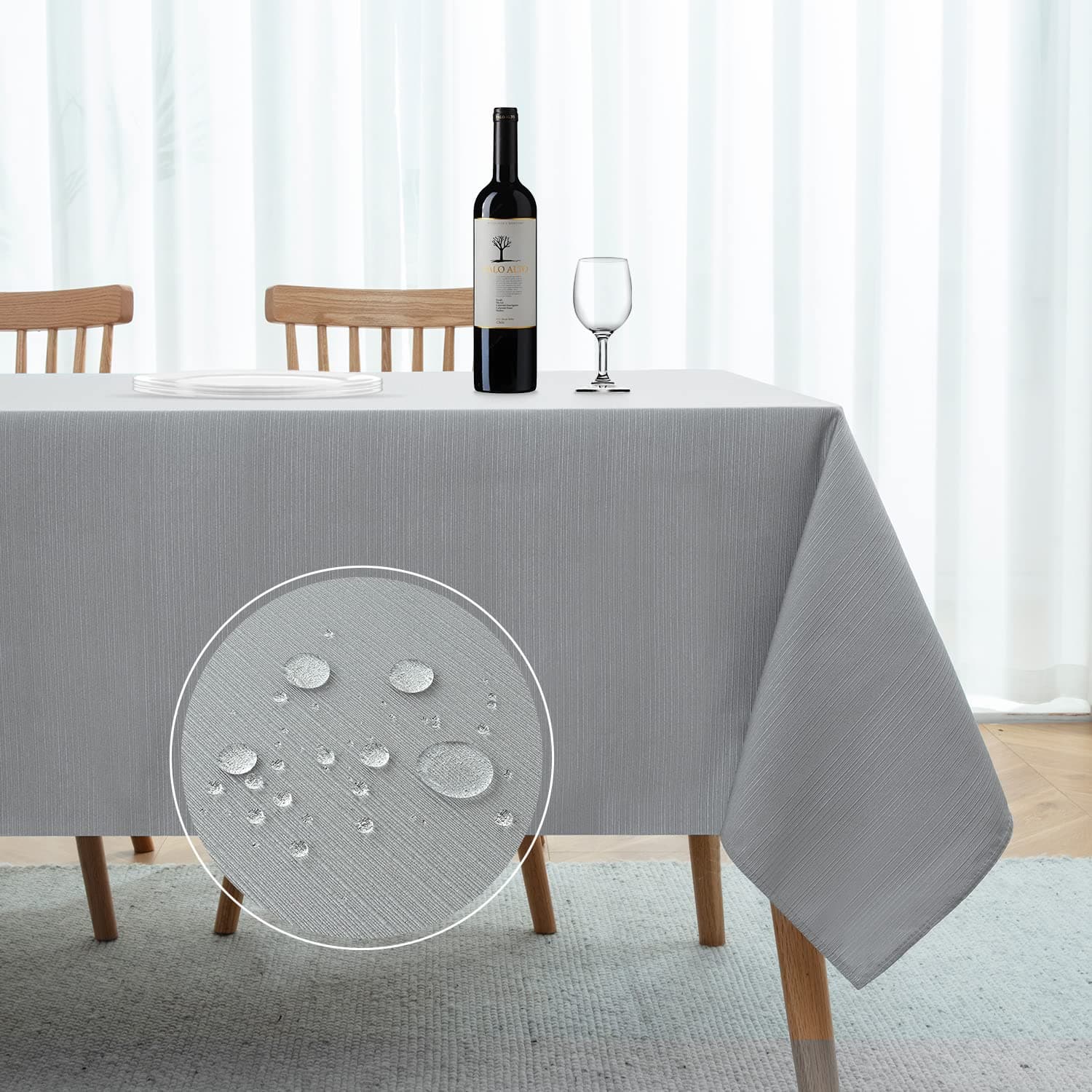 Softalker Jacquard Rectangle Tablecloth - Geometric Line Damask Table Covers Waterproof Stain Resistant Washable Polyester Table Cloths for Dining, Holiday & Parties (60 x 120 inch,Light Grey)