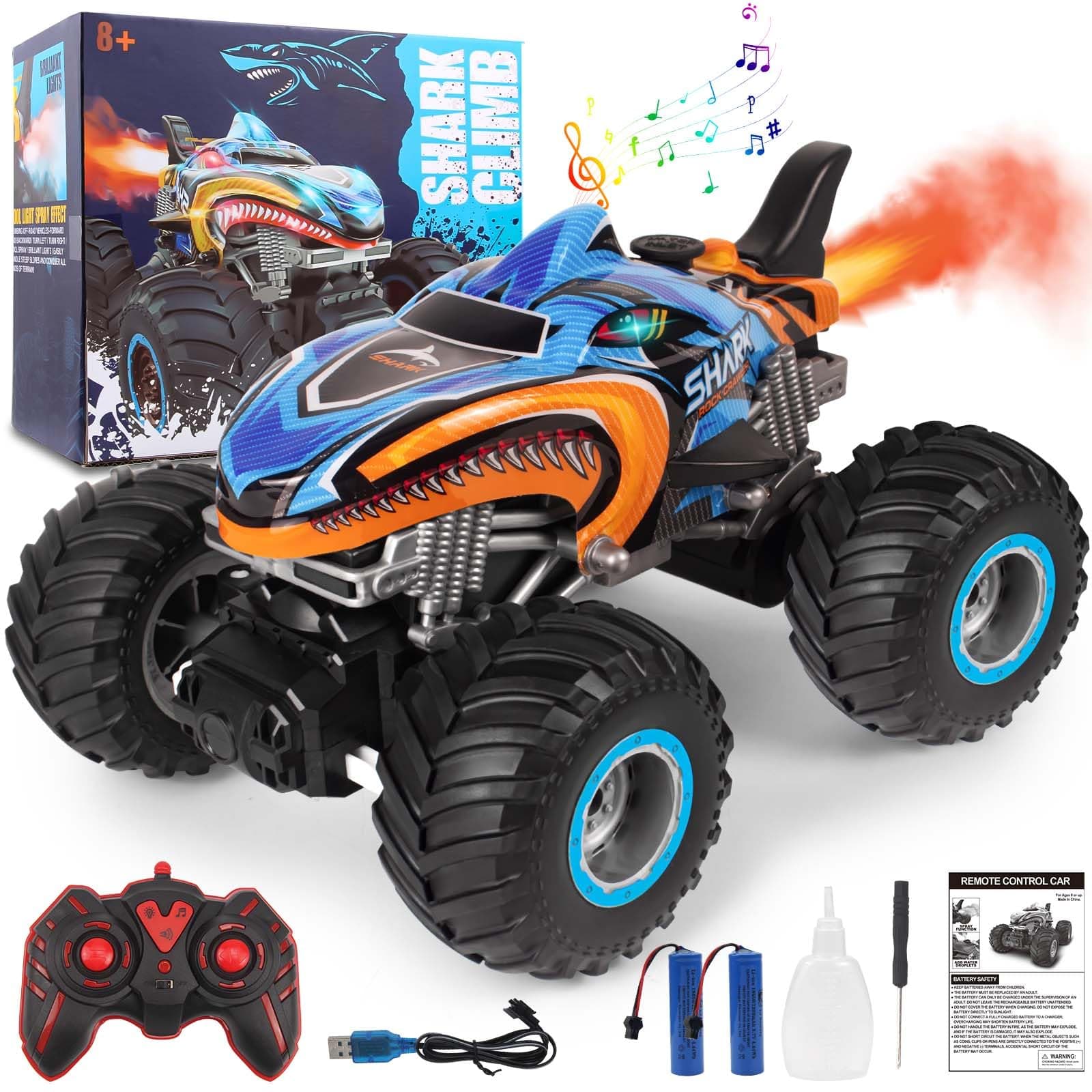 BESWIT 1:16 Remote Control Car, 2.4 GHz All Terrain Remote Control Monster Truck, RC Truck 2 Rechargeable Batteries for 80 Mins Play, Spray Remote Control Car for Boys 8-12 and Girls or Adult, MK724A