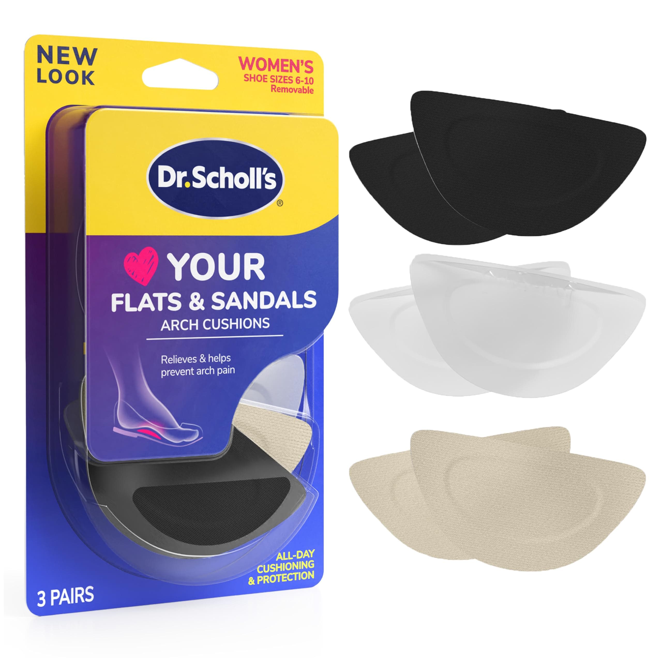 Dr. Scholl ¢S Stylish Step Hidden Arch Support For Flats, 3 Pairs