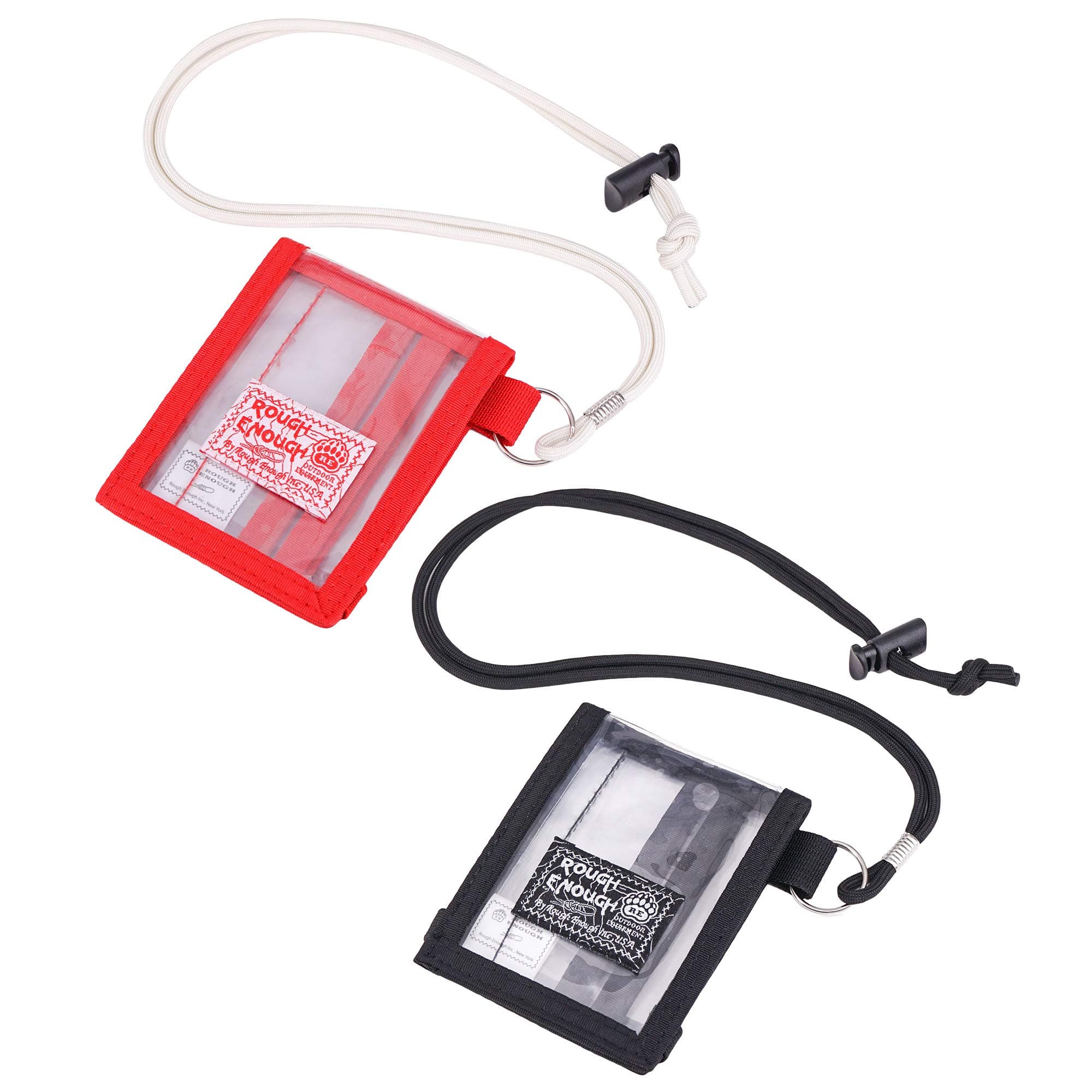 Rough Enough 2 Pack Clear Small Slim ID Business Credit Card Holders Case Purse Sleeve for Men Women Students School Boys Girls Office Outdoor Party Travel with Card Slot Insert Compartment