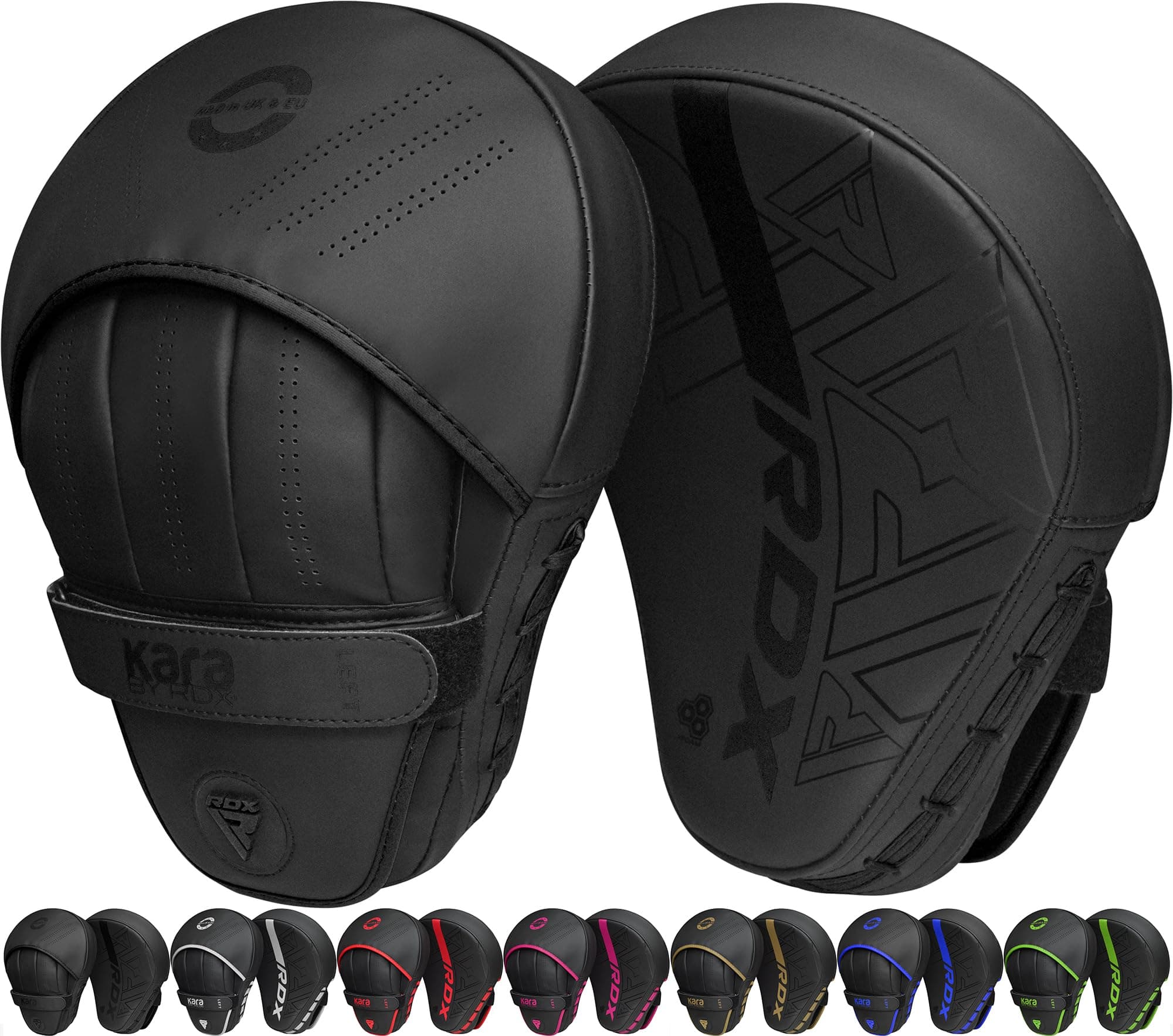 - RDX Boxing Pads Curved Focus Mitts, Maya Hide Leather Kara Hook and jab Training Pads, Adjustable Strap Ventilated, MMA Muay Thai Kickboxing Coaching Martial Arts Punching Hand Target Strike Shield