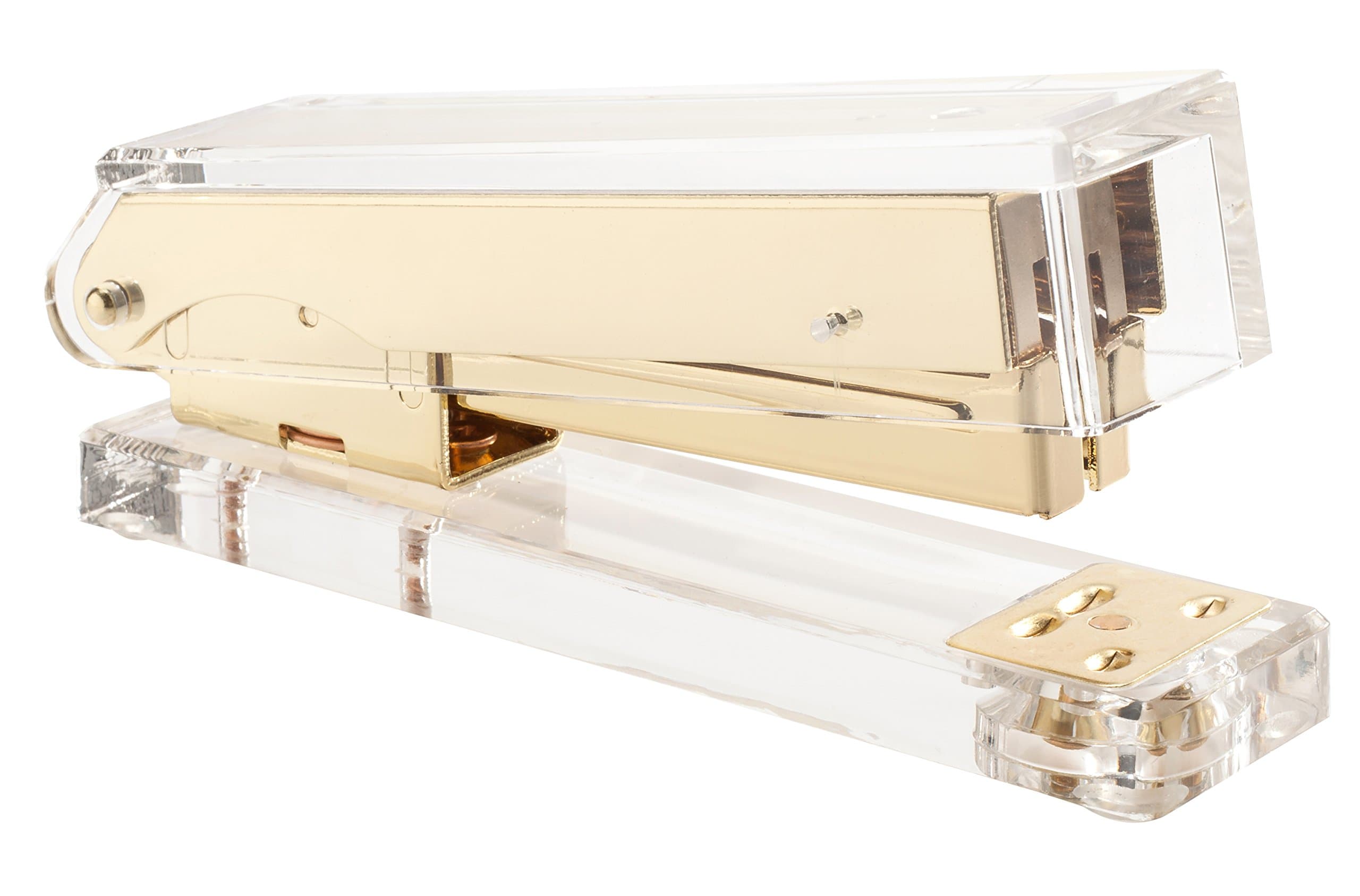 Acrylic Desktop Stapler - Fits Standard Staples (Gold)