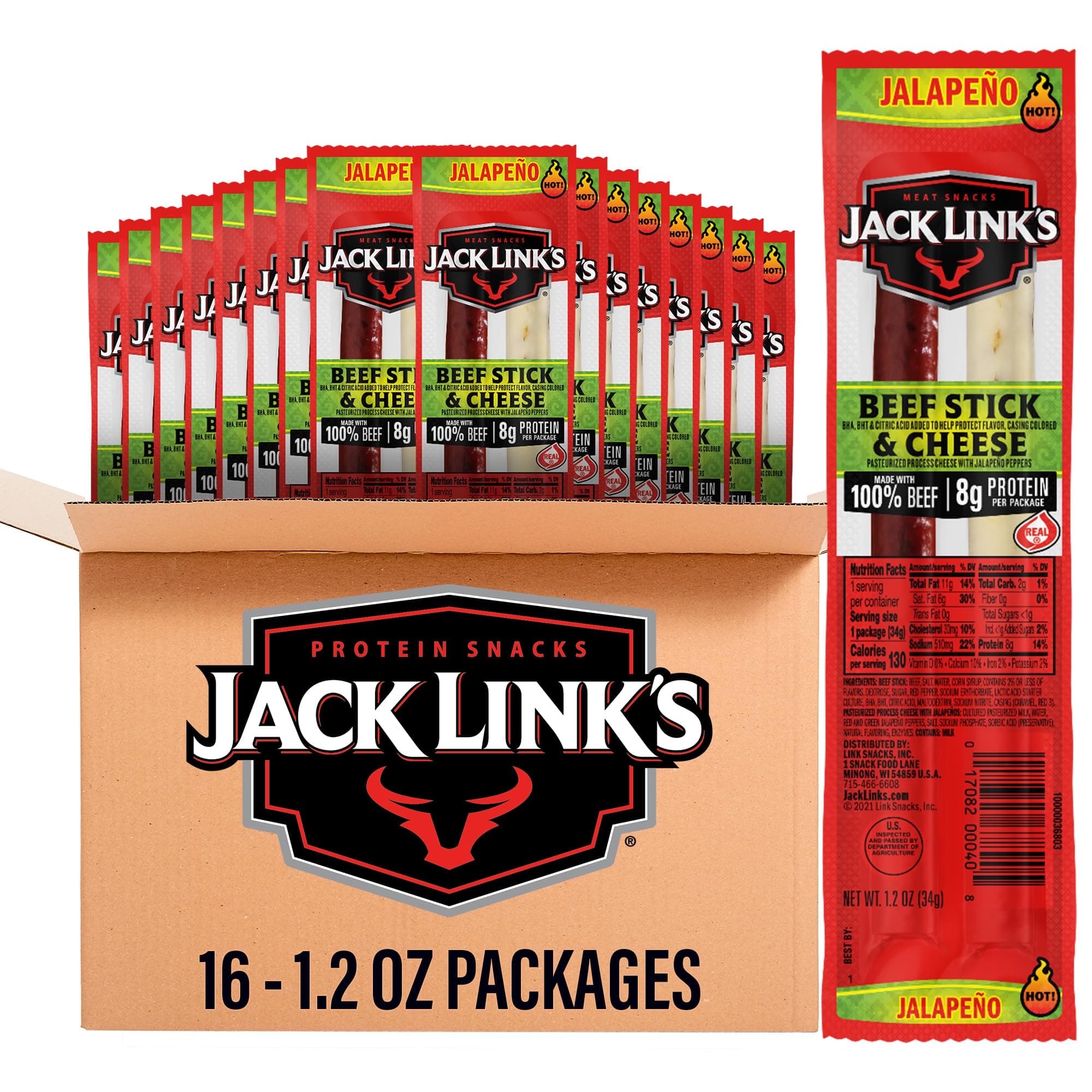 Combo Pack Jalapeno Sizzle Beef and Cheese Sticks Combo Pack, 1.2-Ounce (Pack of 16) by Jack Links