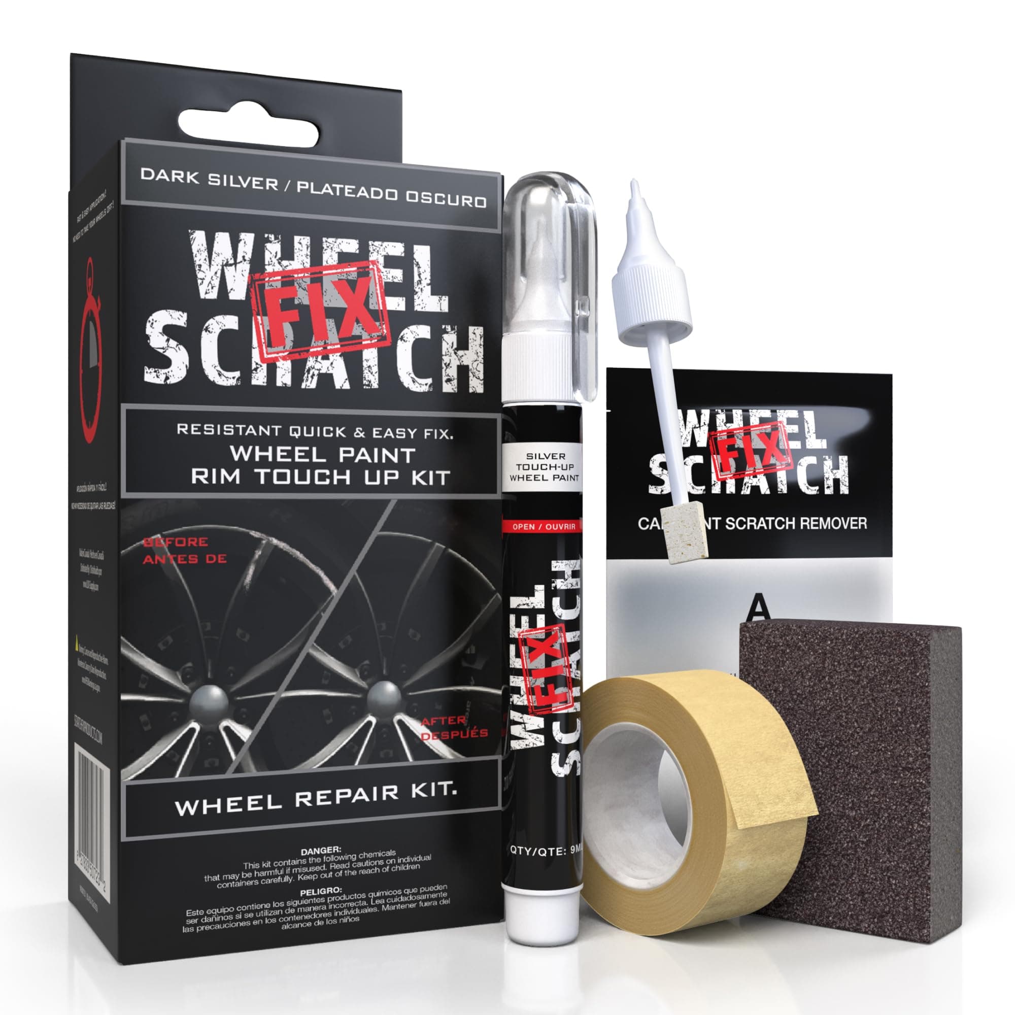 Quick And Easy Wheel Touch Up Kit Wheel Paint Rim Paint Pen Wheel Repair Kit (Dark Silver)