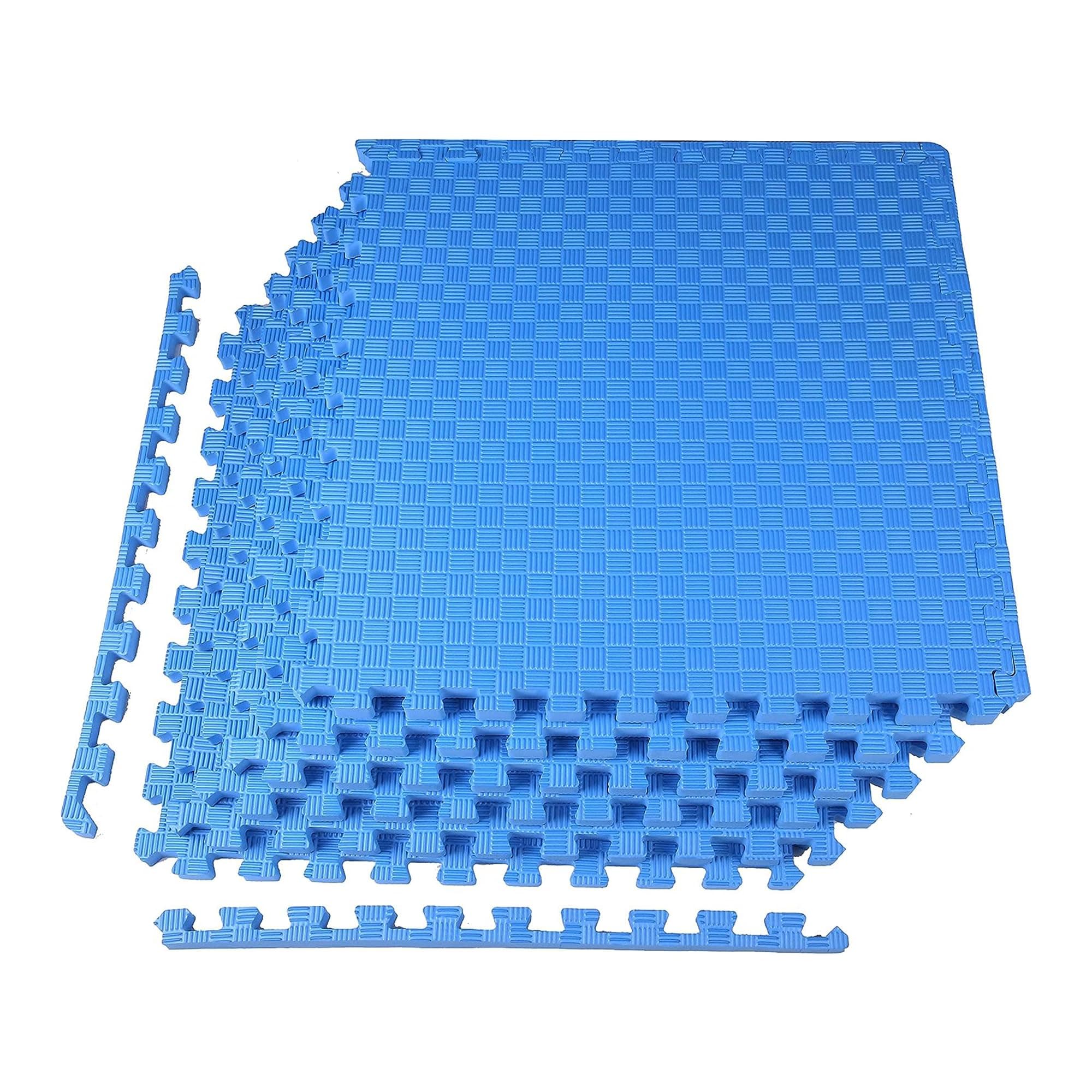 Puzzle Exercise Mat 1" Thick, EVA Interlocking Foam Floor Tiles for Home Gym, Mat for Home Workout Equipment, Floor Padding for Kids, Blue, 24 in x 24 in x 1 in, 24 Sq Ft - 6 Tiles