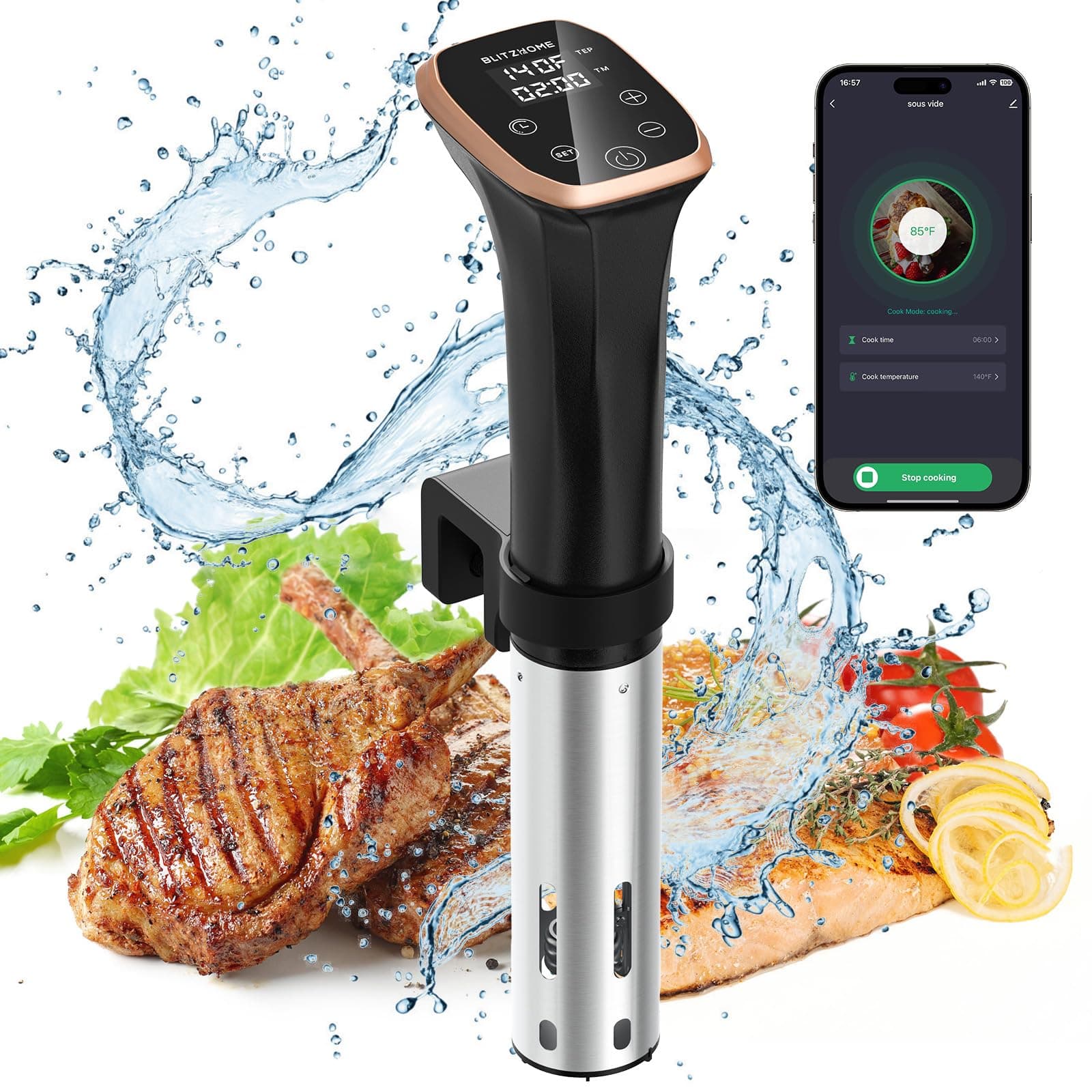 - Sous Vide Cooker, WiFi APP/Touch Control, IPX7 Waterproof Compact Sous Vide Machine Pro, Accurate Temperature & Timer, Ultra Quiet Stainless Precision Immersion Circulator with Recipes