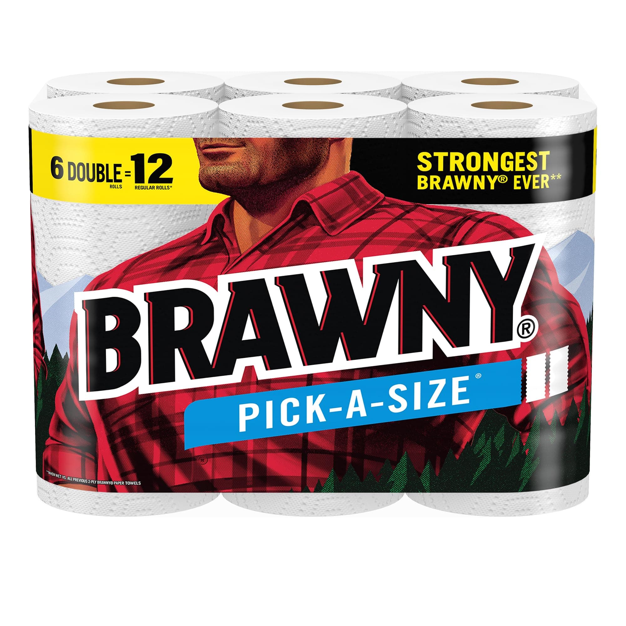Pick-A-Size Paper Towels, 6 Double Rolls = 12 Regular Rolls, 2 Sheet Sizes (Half or Full), Strong Paper Towel For Everyday Use