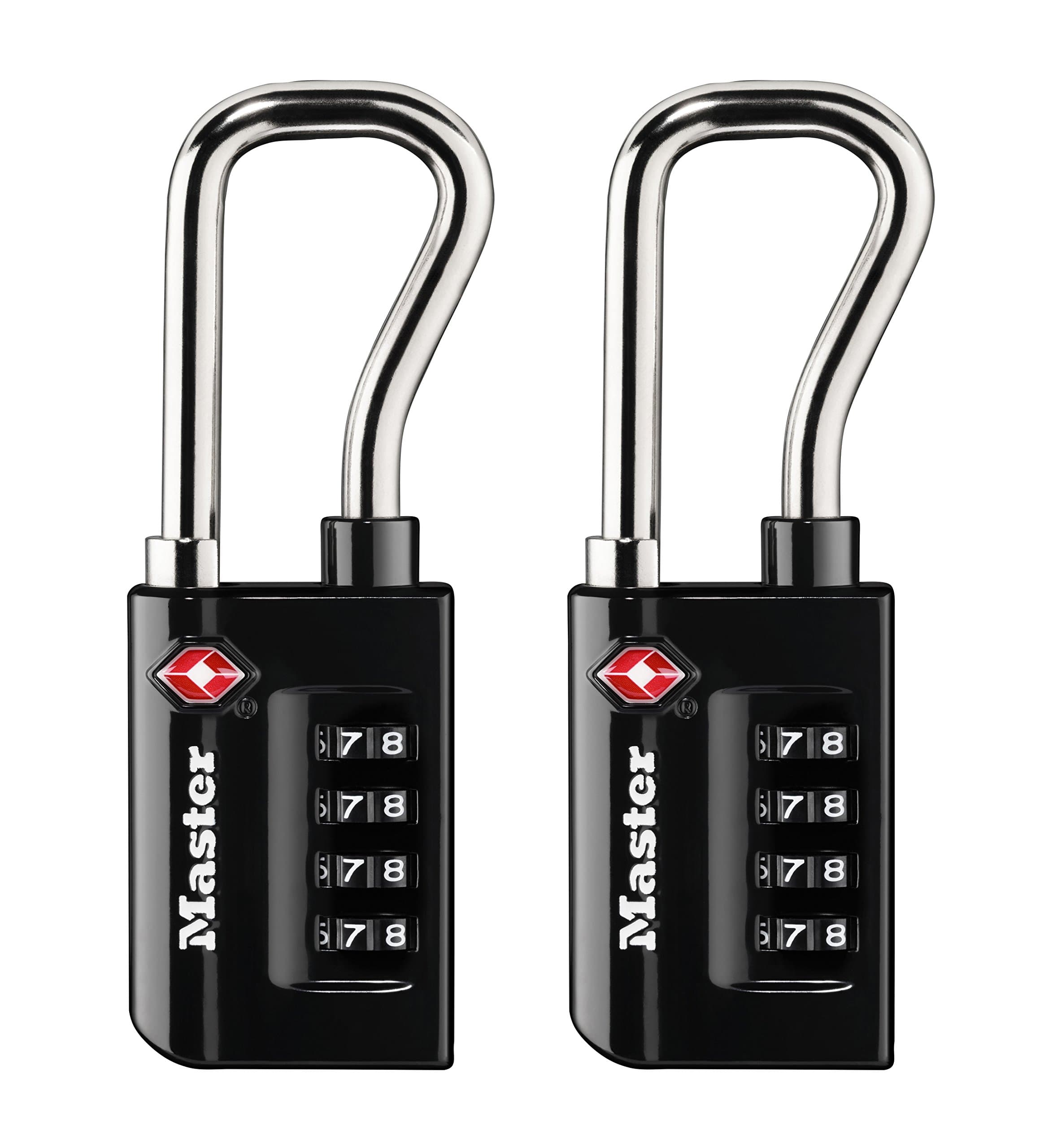 4696T Set Your Own Resettable Numeric Combination Tsa Accepted Pelican case LOCK, with Extended Reach Shackle, 1-5/16" wide Body, 1/4" Diameter, 2-Pack