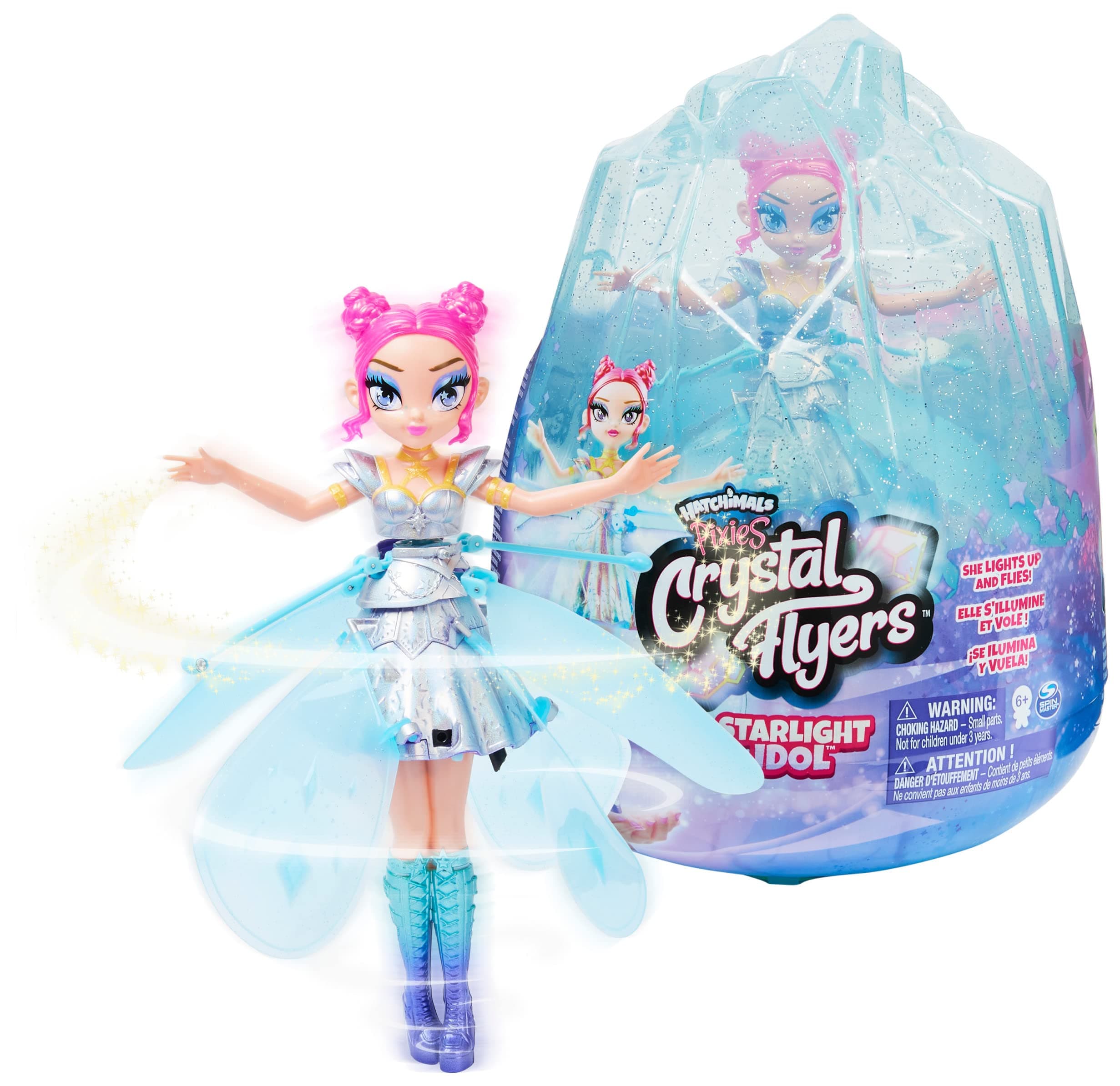 Hatchimals Crystal Flyers, Starlight Idol Magical Flying Pixie Toy Doll with Lights, Girls Gifts, Kids Toys for Girls Ages 6 and up