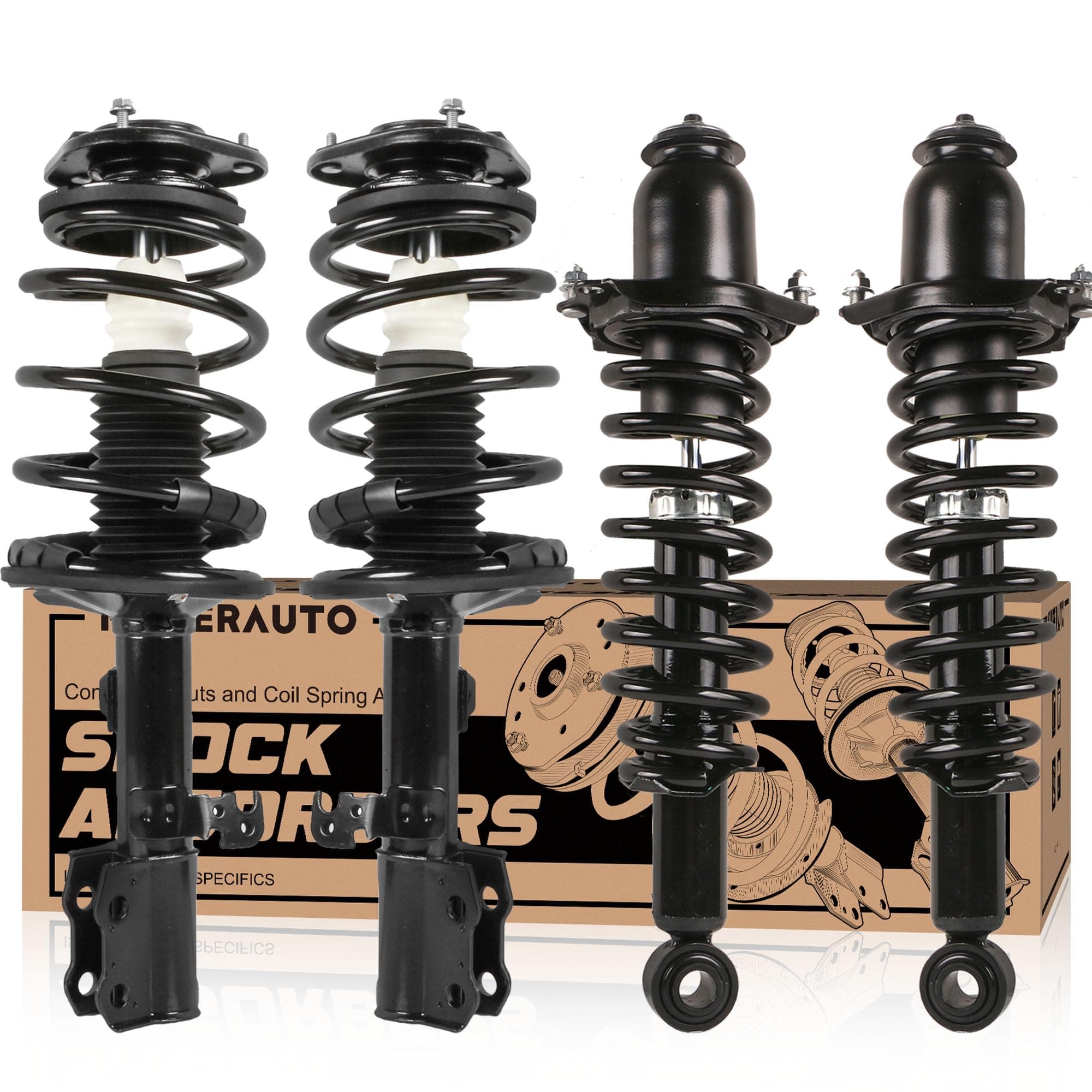 Front and Rear Complete Strut Coil Spring Assembly Compatible for 2003-2008 Toyota Corolla 1.8L 171373R 171373L 172114 172115 (4PCS)