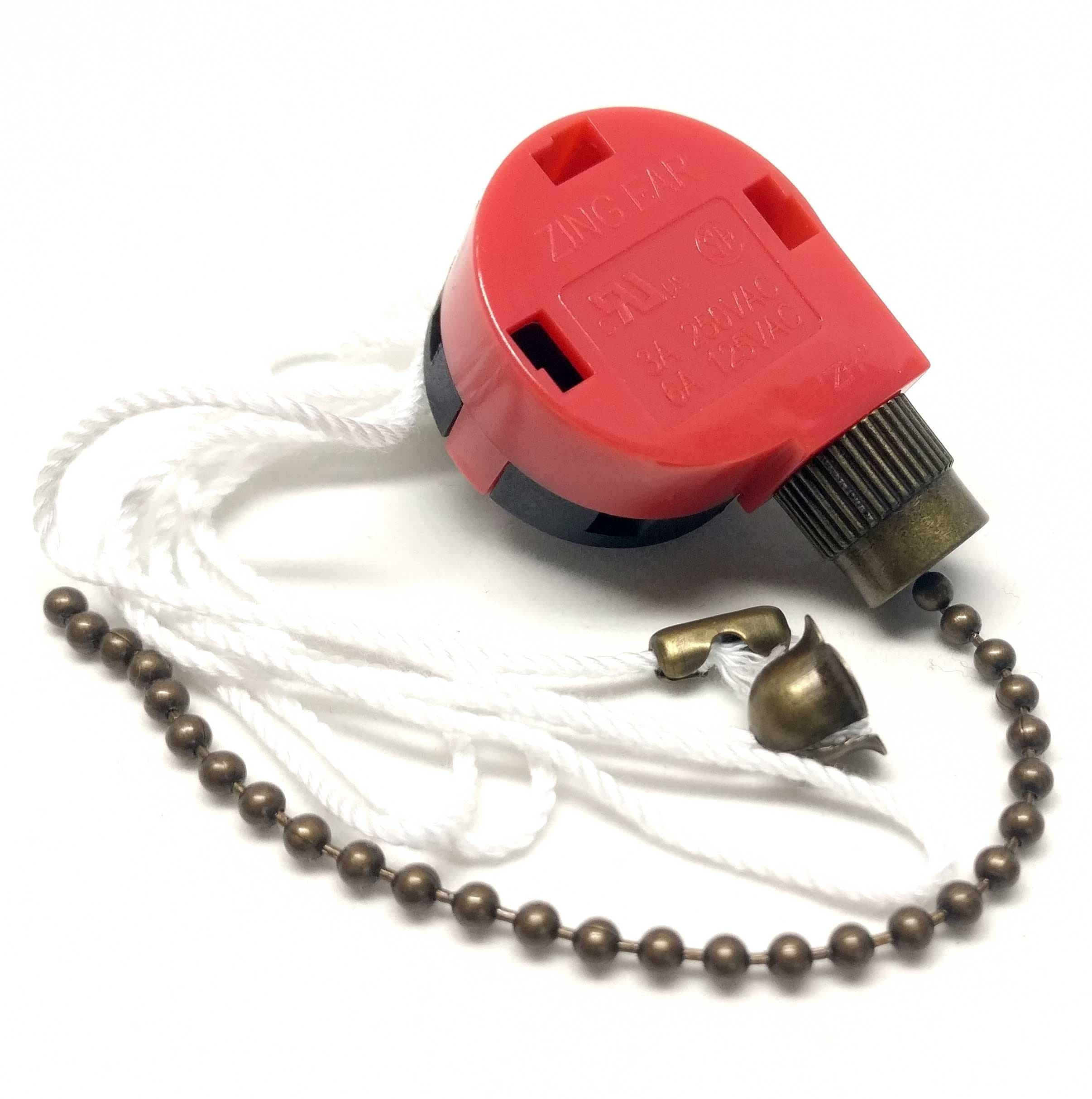 ZE-268S1 ZH 3 Speed 4 Wire Pull Chain Ceiling Fan Replacement Switch Repair Kit 3 Way 4 Position Rotary Motor Controller 3A 250VAC 6A 125VAC for Ceiling Fans, Floor Fans, Appliances - Bronze Finish