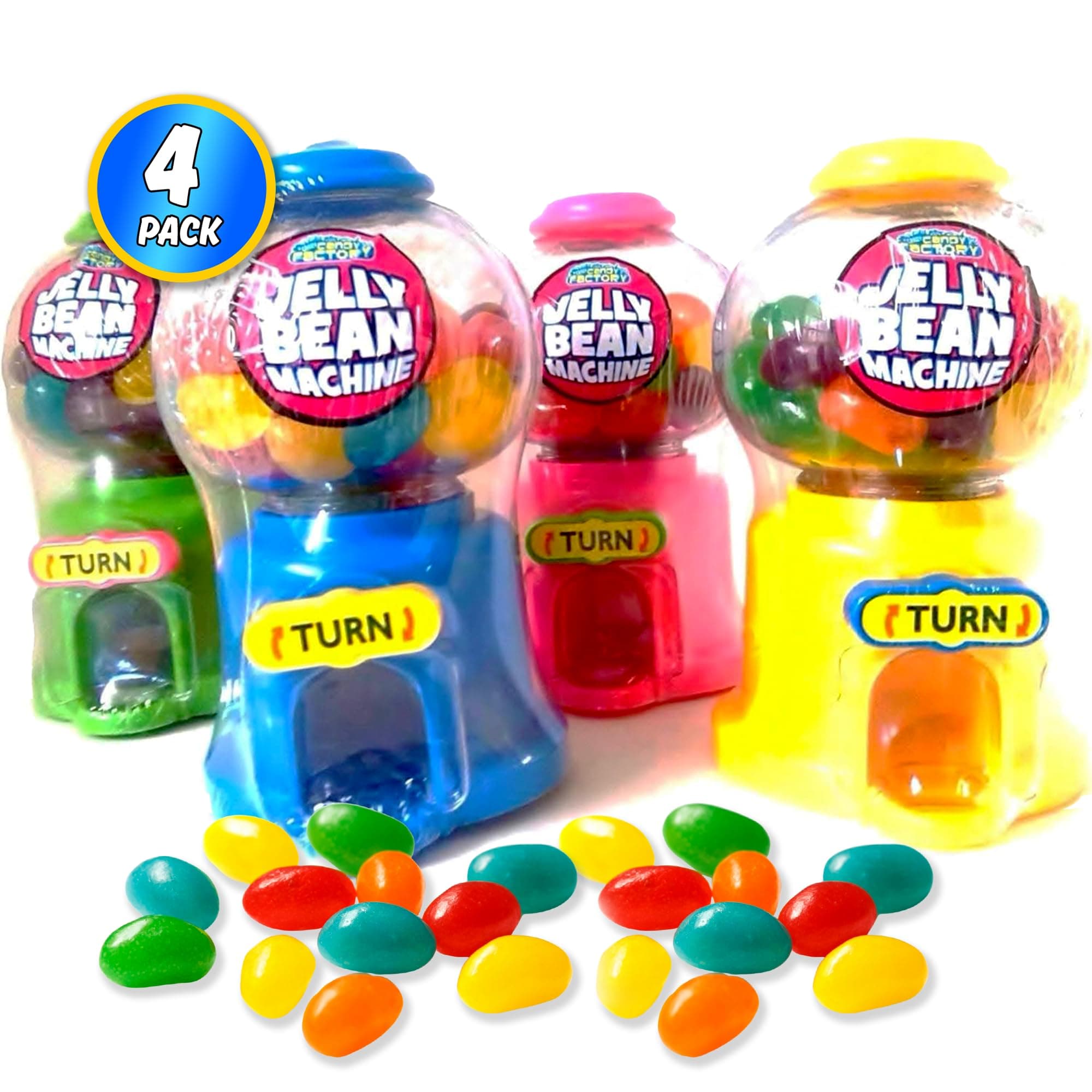 Mini Jelly Beans Machine 4x, Fun Sweets Dispenser Pink Sweets, Blue Sweets, Green, Yellow, Sweet Dispenser Retro Sweets, Sweet Jars