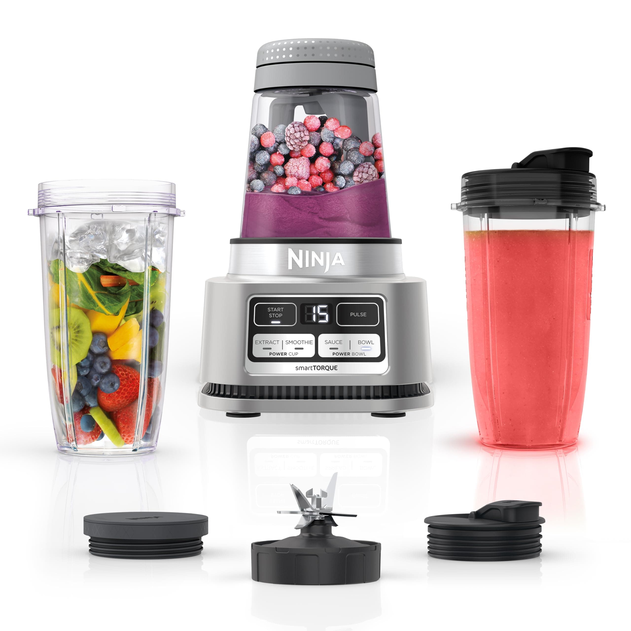 Ninja SS101 Foodi Smoothie Maker & Nutrient Extractor* 1200 WP, 6 Functions Smoothies, Extractions*, Spreads, smartTORQUE, 14-oz, (2) To-Go Cups & Lids, Silver