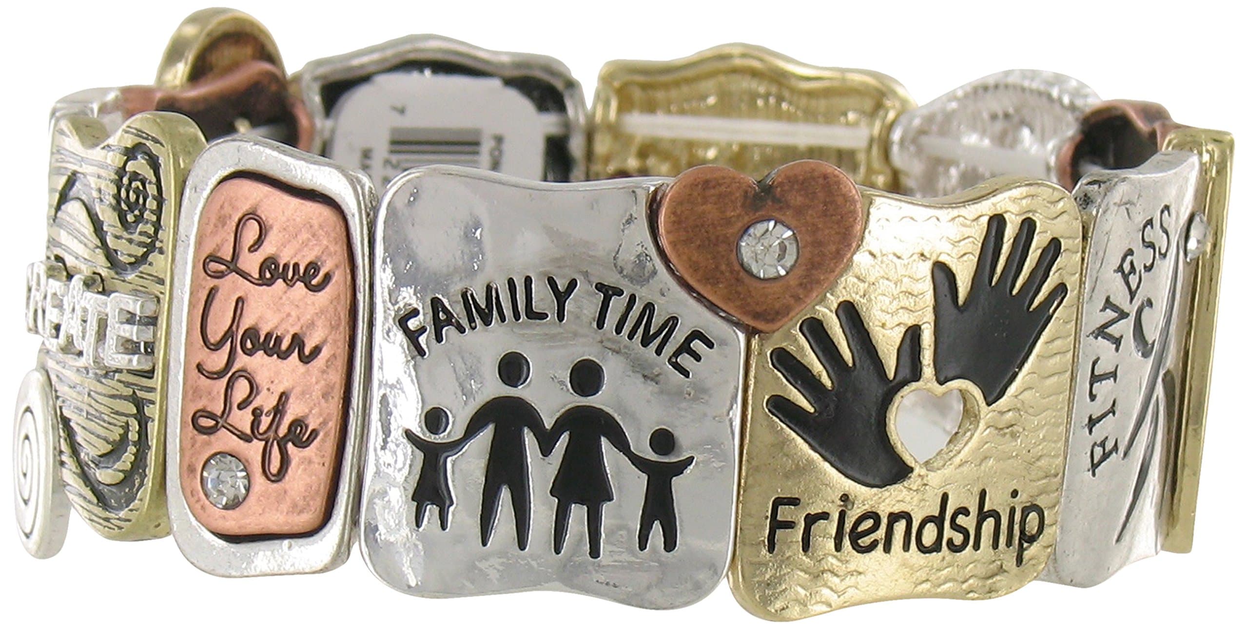 Embrace Life Tri-Tone Stretch Bracelet