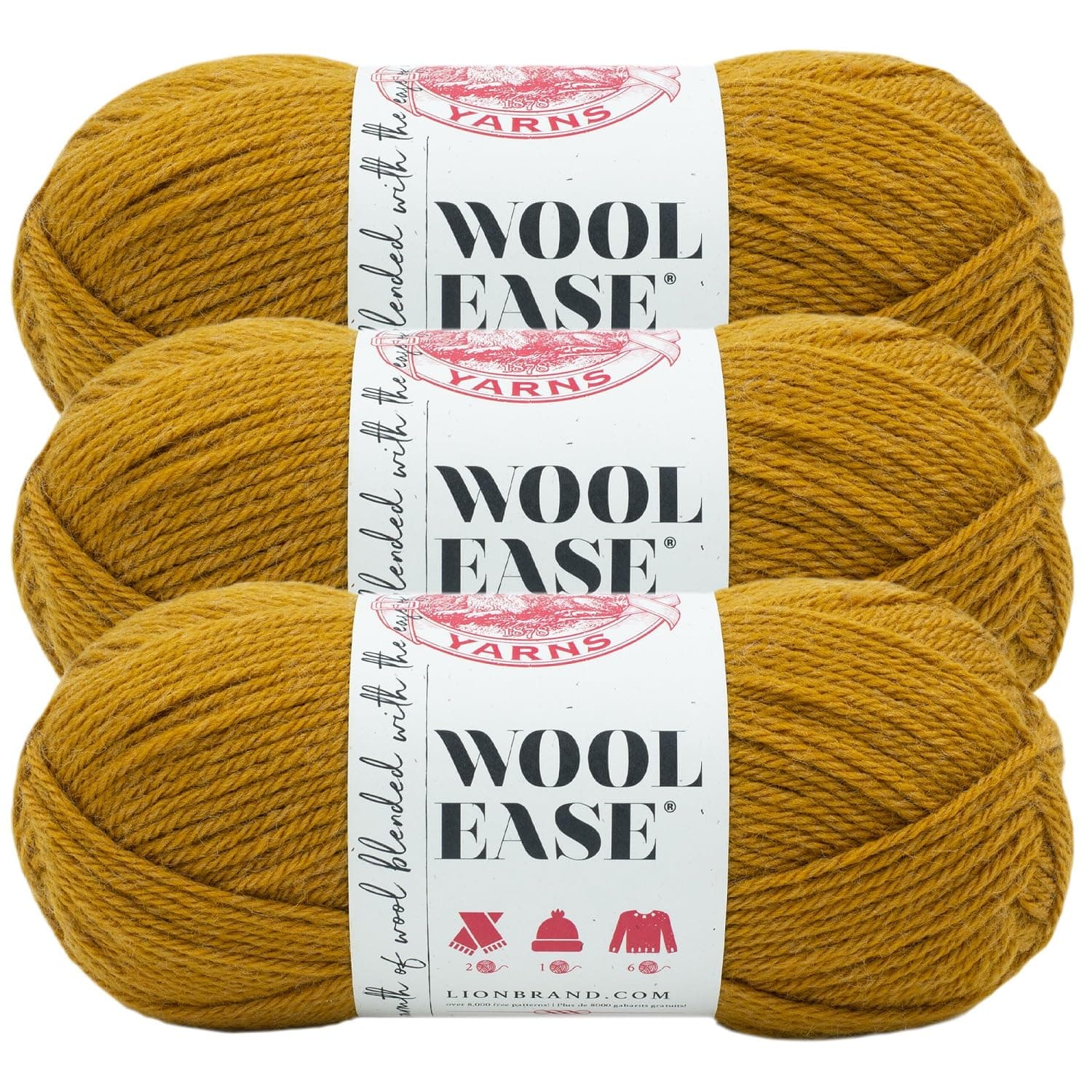 (3 Pack) Lion Brand Yarn 620-087 Wool-Ease Yarn, Arrowwood