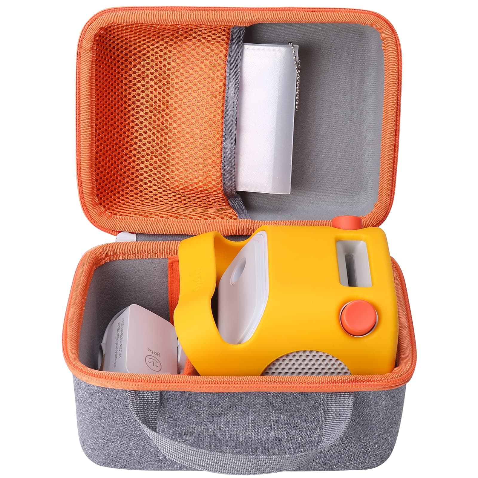 Hard Case Compatible with Yoto Player 3rd Generation Kids Screen-Free Bluetooth Audio Speaker Plays Audiobook Cards Radio and Hold up to 36 Yoto Player Cards, Grey Case+Orange Zipper