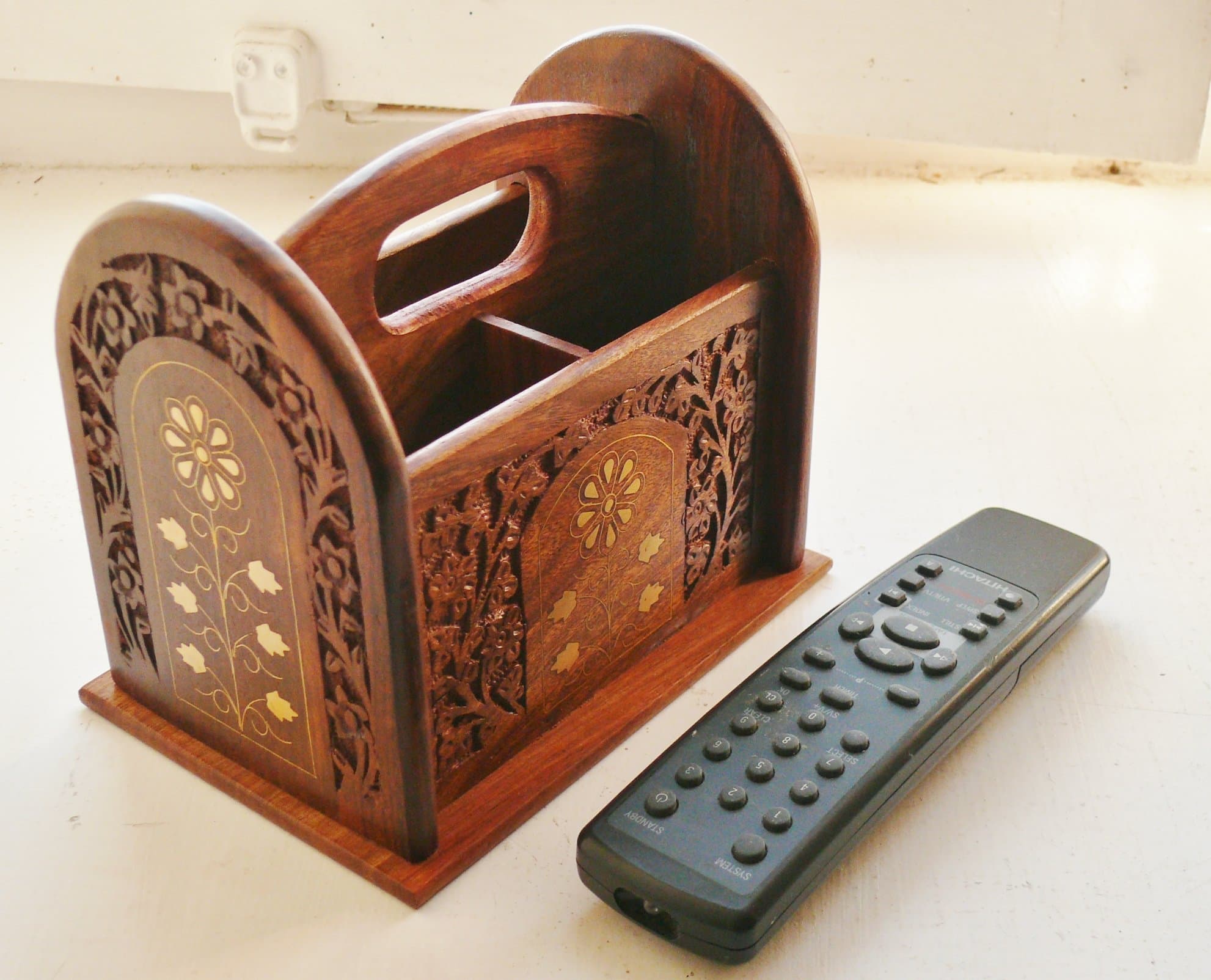 Fairtrade Sheesham wood remote control holder