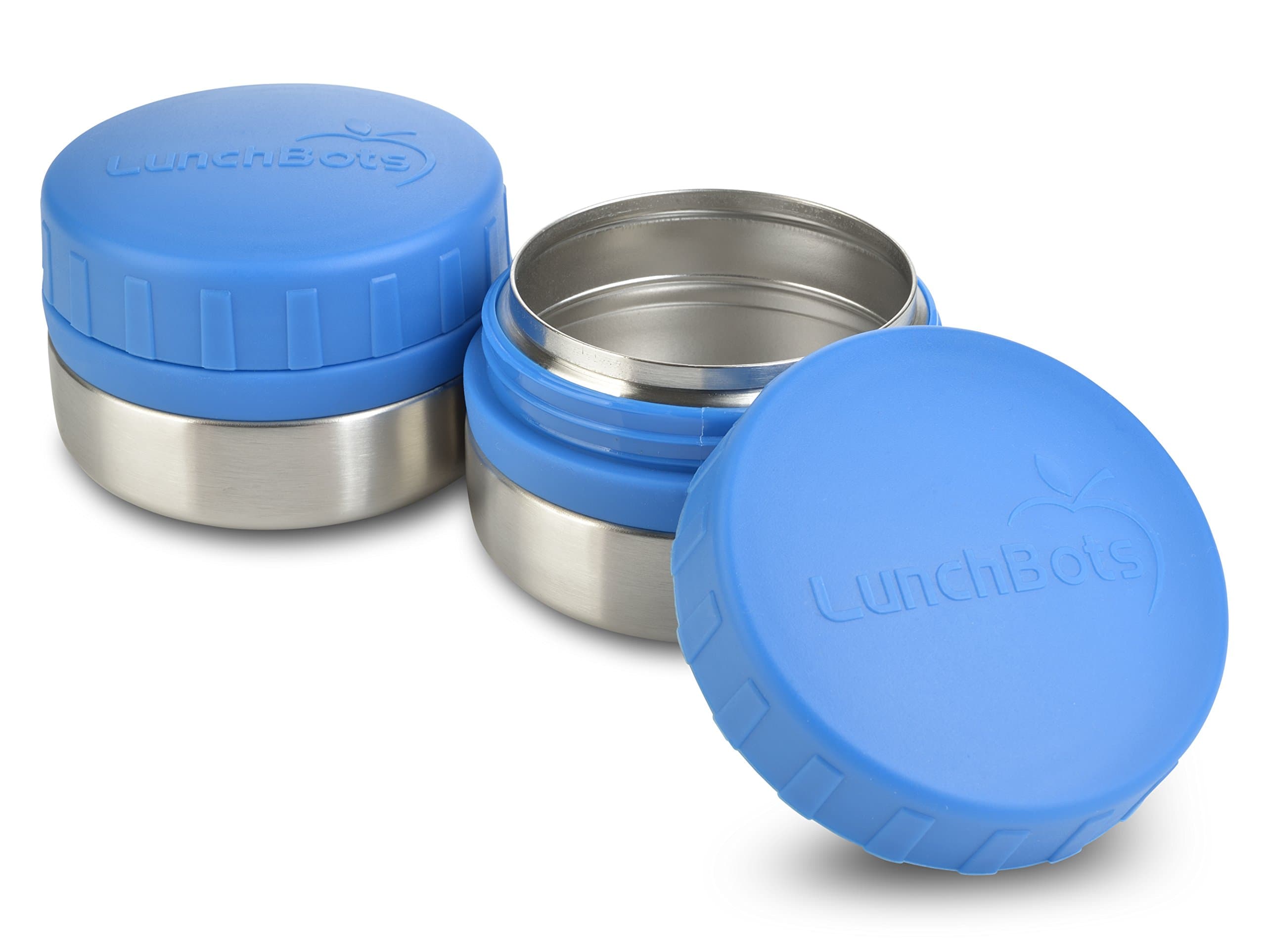 Rounds Leak Proof 4 oz. Stainless Snack Container Jar, Set of 2, Blue Lid