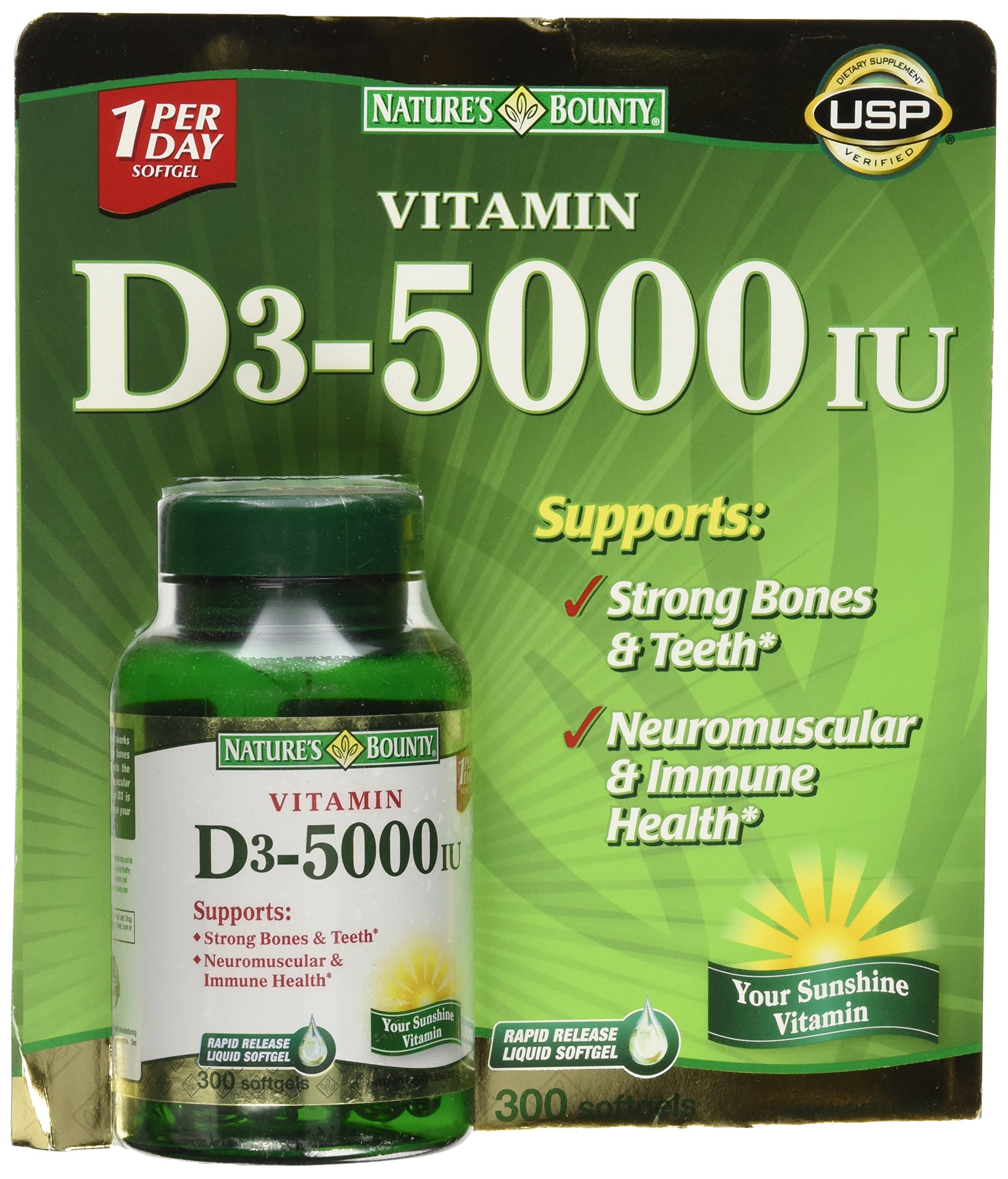 Vitamin D3 5000 IU, 300 Softgels