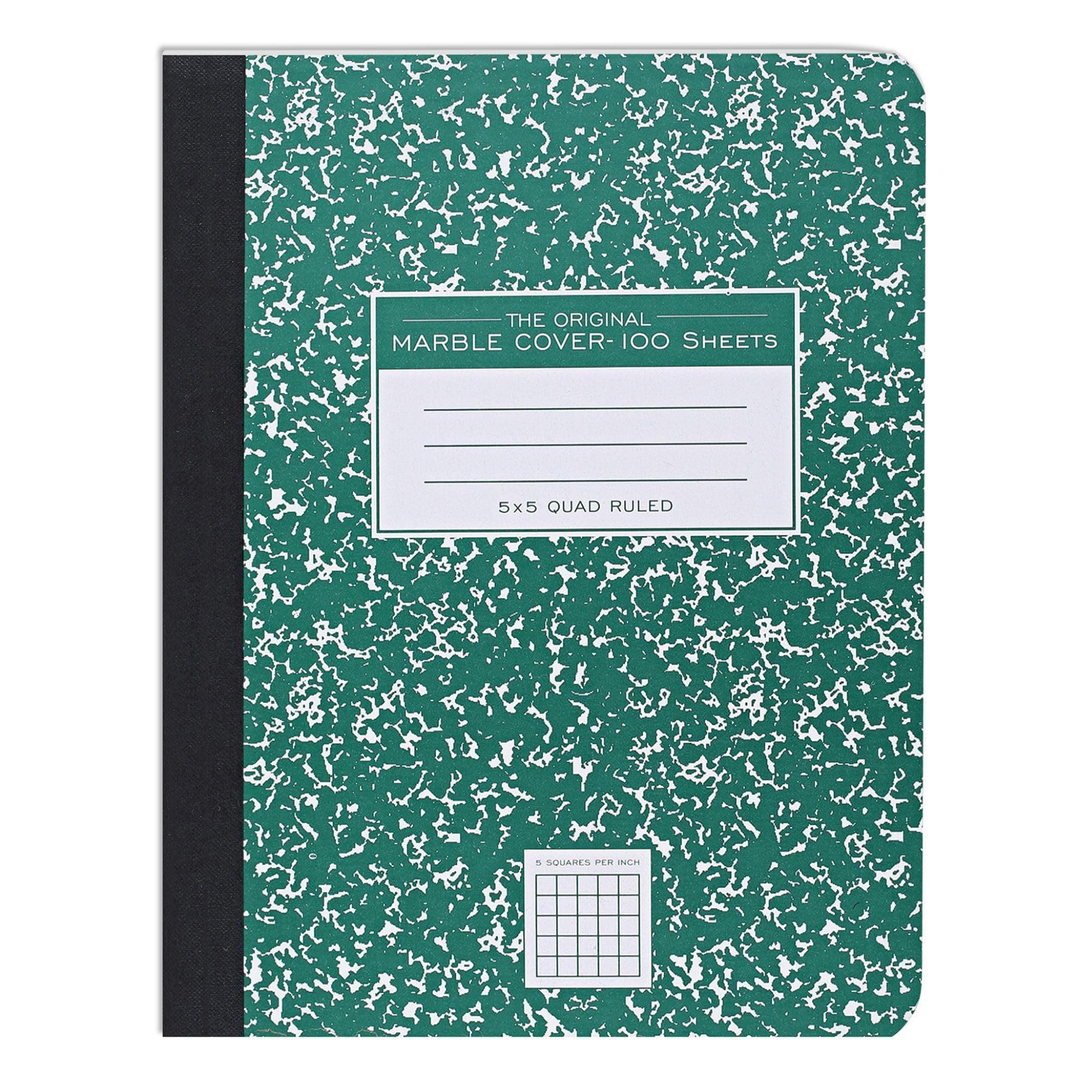 ROARING SPRING Hard Cover Composition Notebook, Green Marble Comp Book, 9.75″ x 7.5″, 5x5 Grid Graph Ruled, 100 Sheets (200 Pages), Made in USA