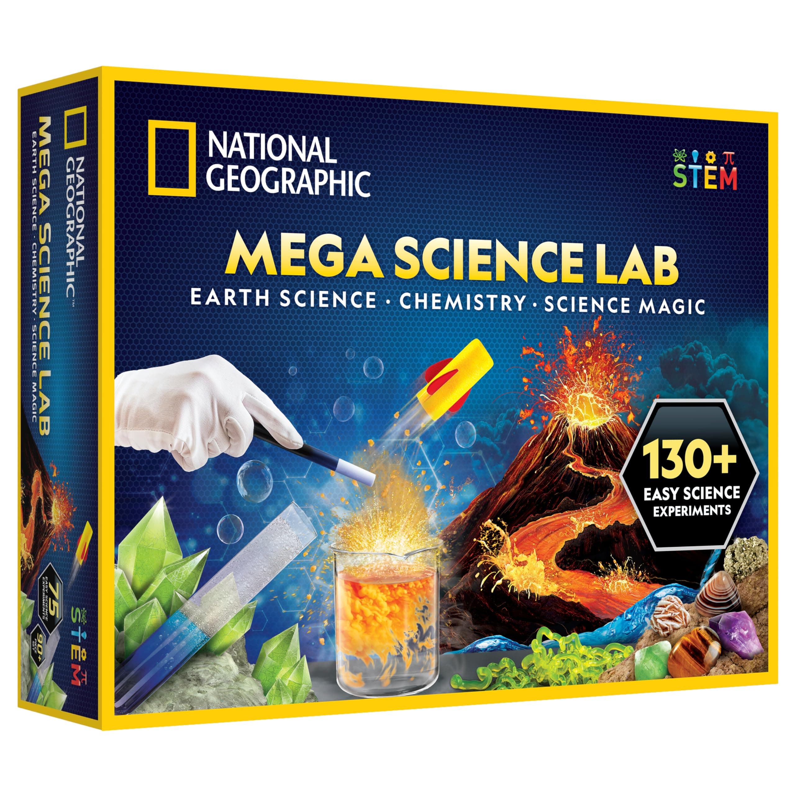 Blue Marble National Geographic Mega Science Lab - Kit Bundle Pack With 75 Easy Experiments, Featuring Earth Science, Chemistry, And Magic Activities For Kids