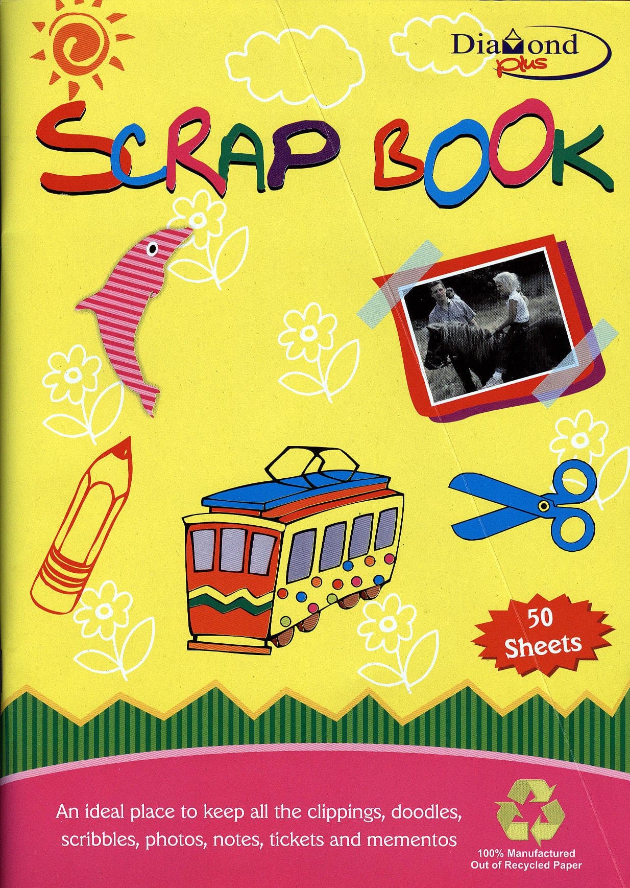 DIAMOND PLUS210 x 295 mm 50 Sheets Coloured Paper Scrap Book