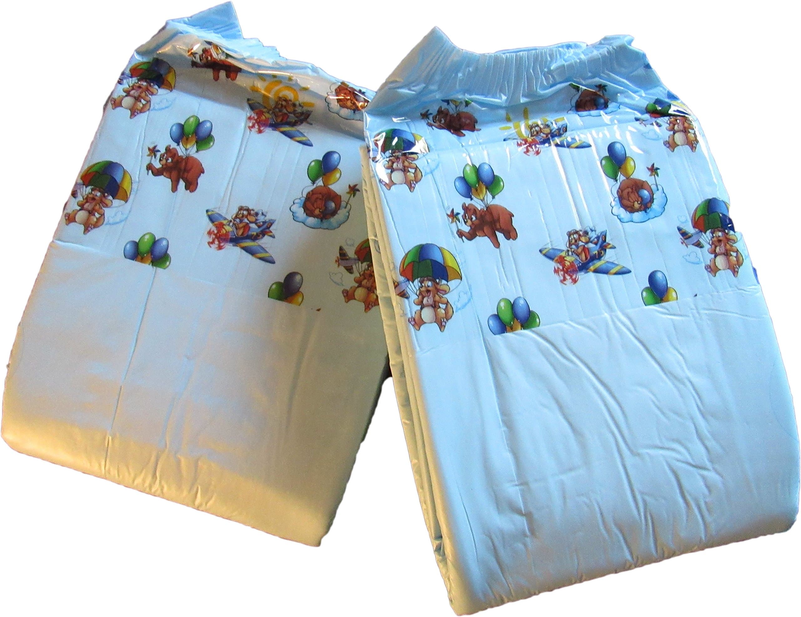 2 Diapers - DC Idyl (2017) - Medium/Large - Light Blue Theme! Plastic-Backed Adult Baby (Half-n-Half (1M/1L), No Scent)