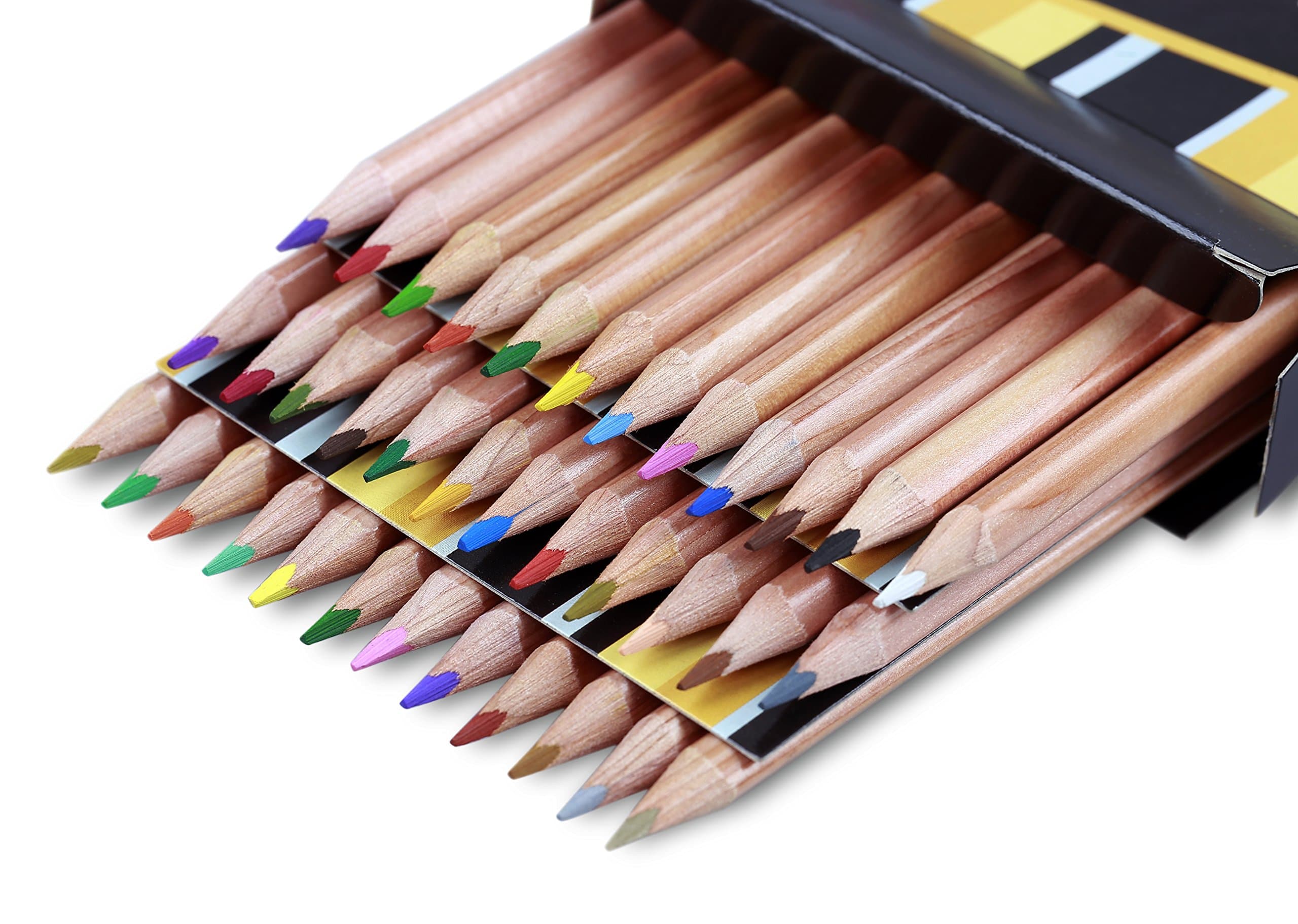 Solabela® Triangular Cedar Wood Colored Pencils - Set of 36. Premium Quality Artist Set