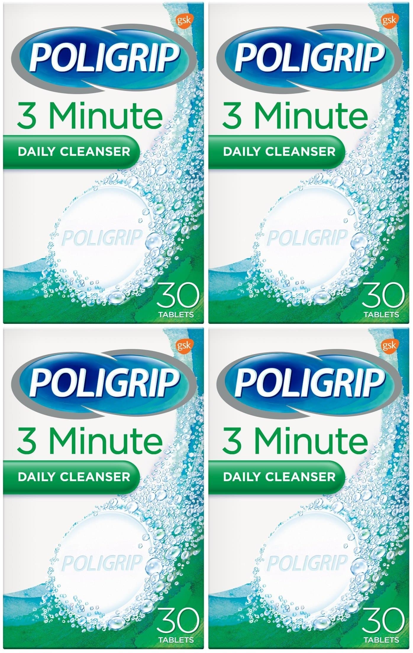 Poligrip Denture 3 Min Ultra Cleansing 30 Tablets (Pack of 4)