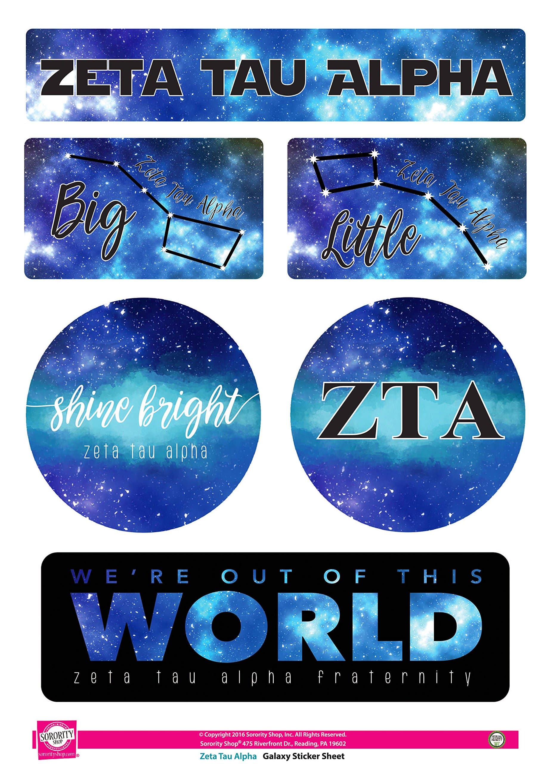 Zeta Tau Alpha - Sticker Sheet - Galaxy Theme