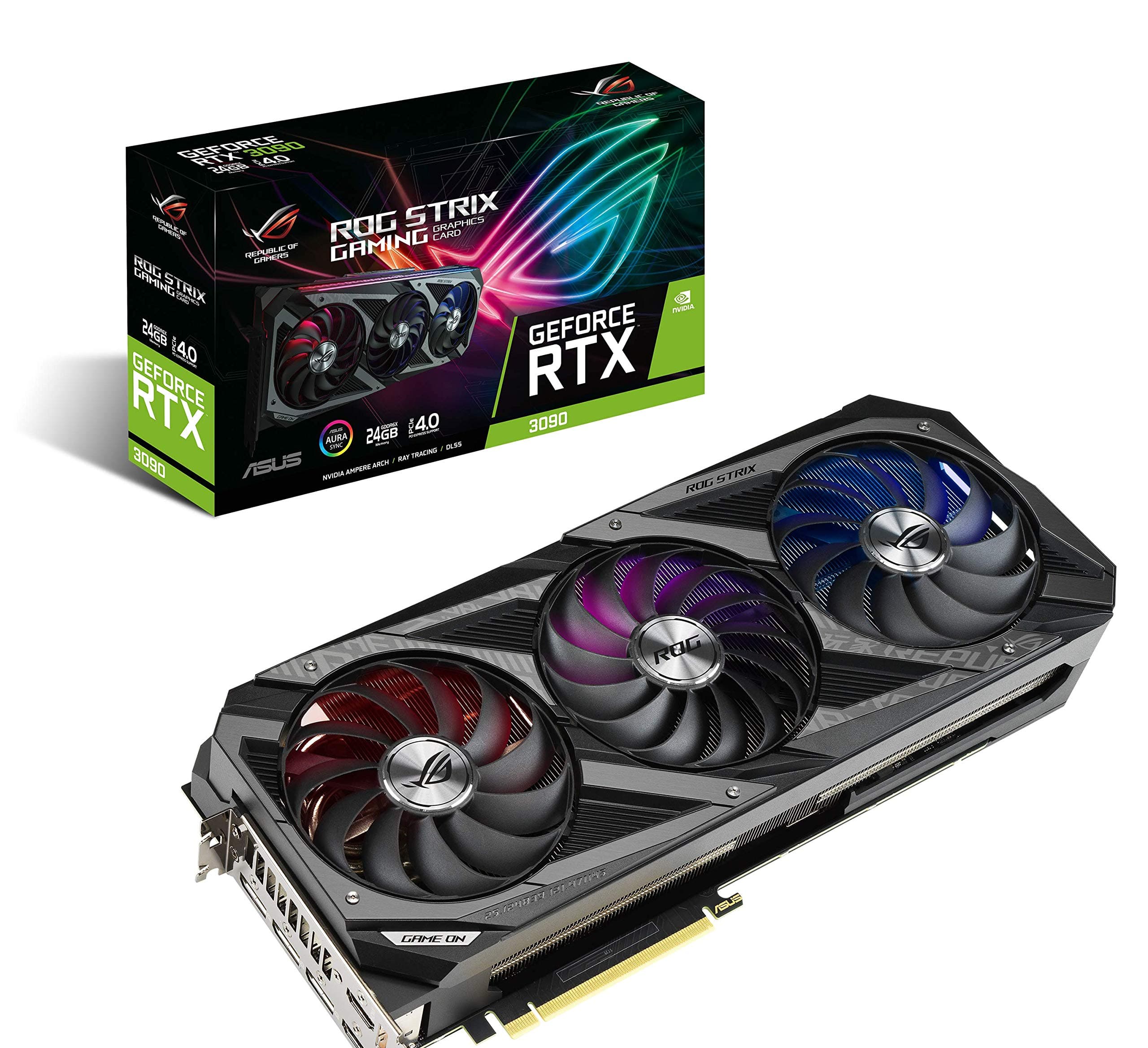 ROG STRIX NVIDIA GeForce RTX 3090 Gaming Graphics Card- PCIe 4.0, 24GB GDDR6X, HDMI 2.1, DisplayPort 1.4a, Axial-Tech Fan Design, 2.9-Slot