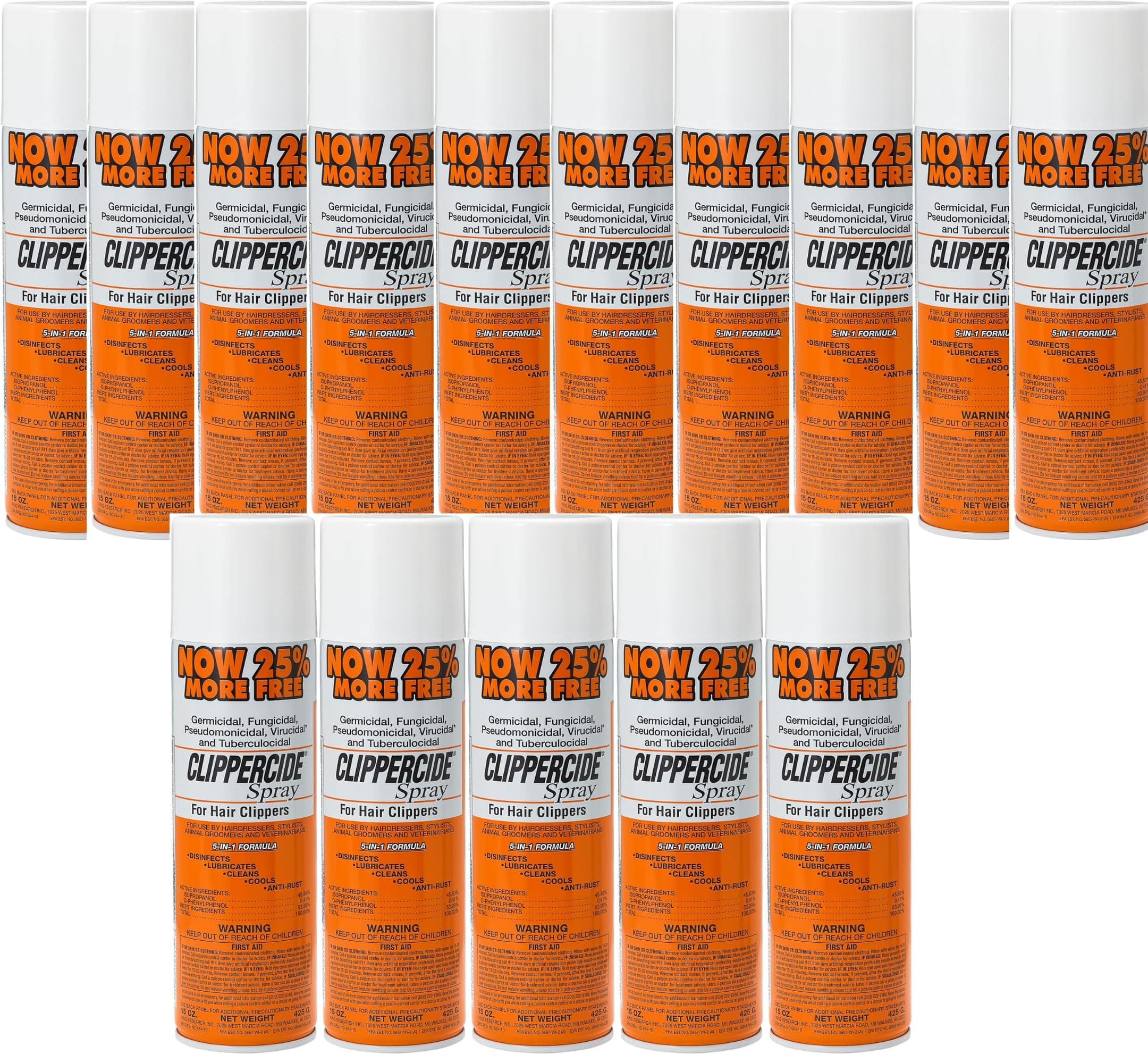 CLIPPERCIDE Spray by Barbicide – 6 Pack | 5-in-1 Clipper Disinfectant Spray | Cleans, Lubricates, Cools, Prevents Rust & Disinfects | Professional Clipper Cleaner, 15 oz Each