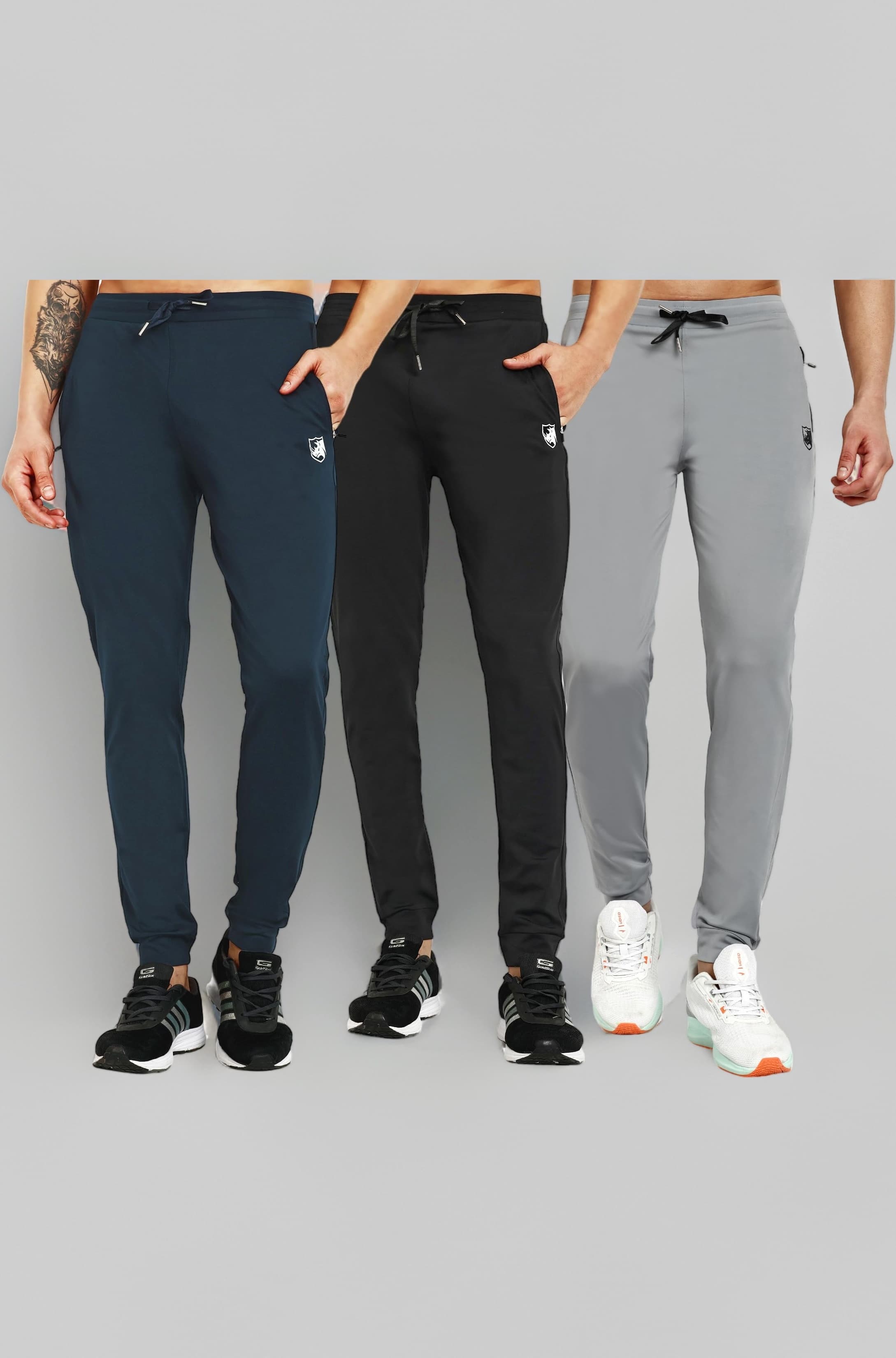 Regular fit Stretchable Track Pants Combo with Zipper Pockets (Pack of 3)