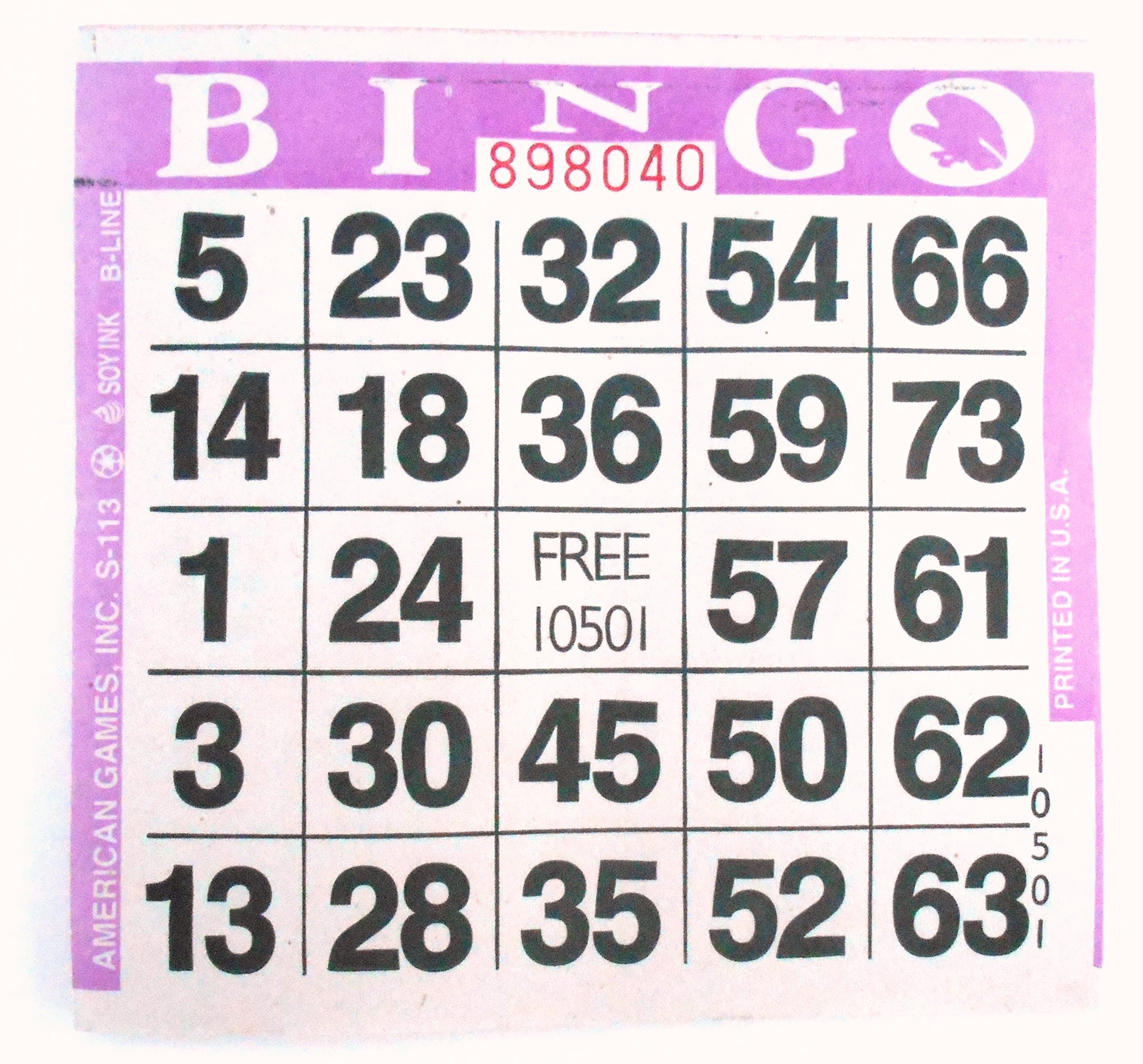 1 On Purple Bingo Paper Sheets (500 per pack)