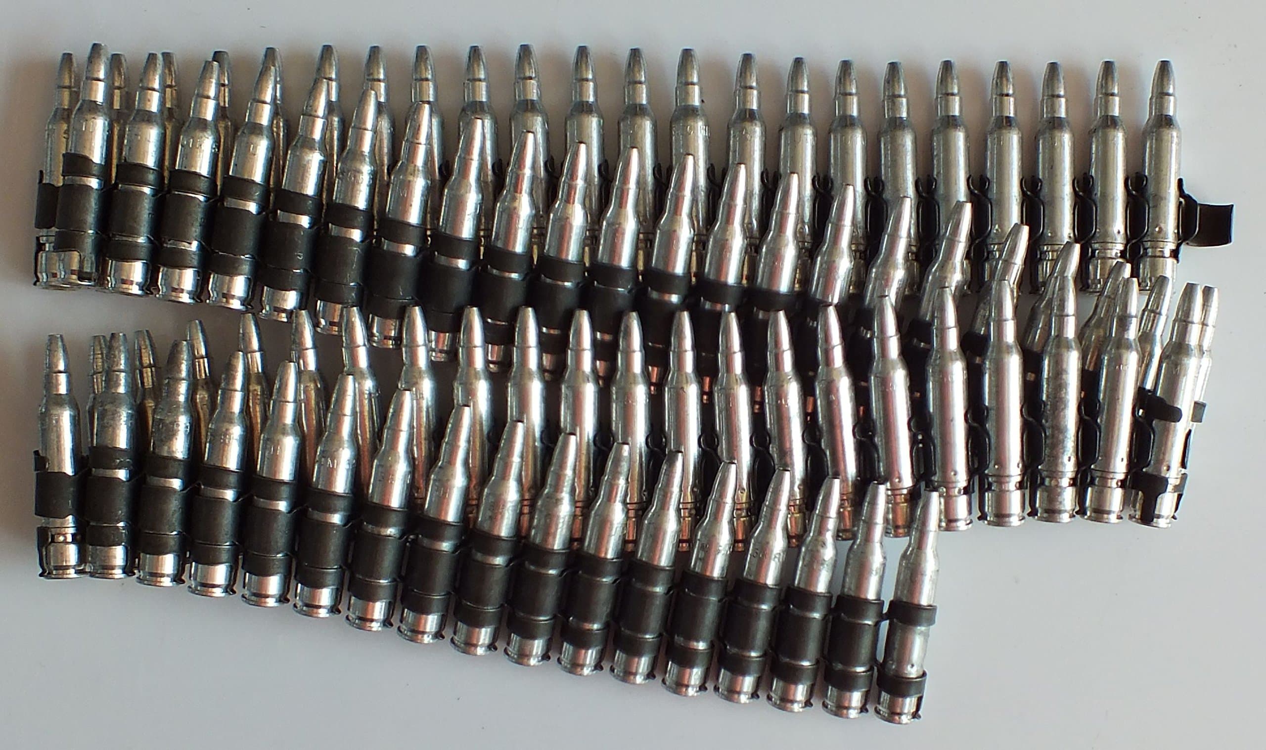 Genuine 5.56 Silver Snap Cap Bullet Belt (Small - 96 cm)