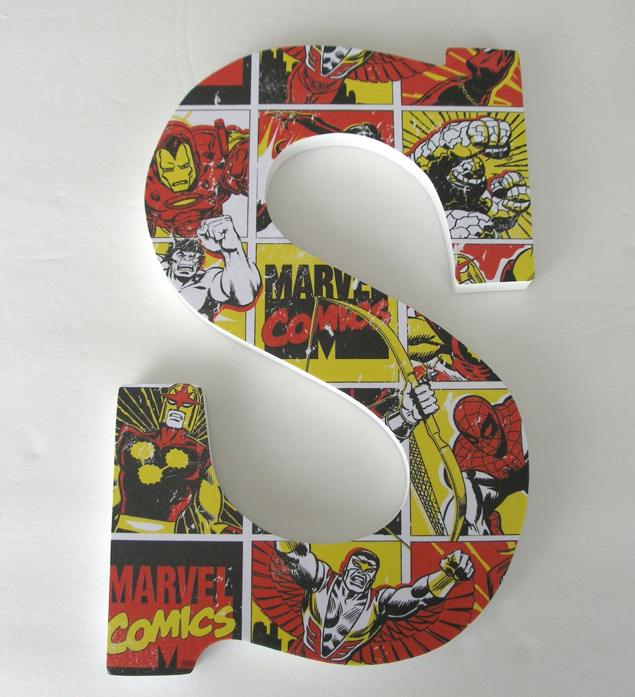 Marvel Comic Book Bedroom Decor, Spiderman, Iron Man, Incredible Hulk, Marvel Comics, Wood Nursery Letters