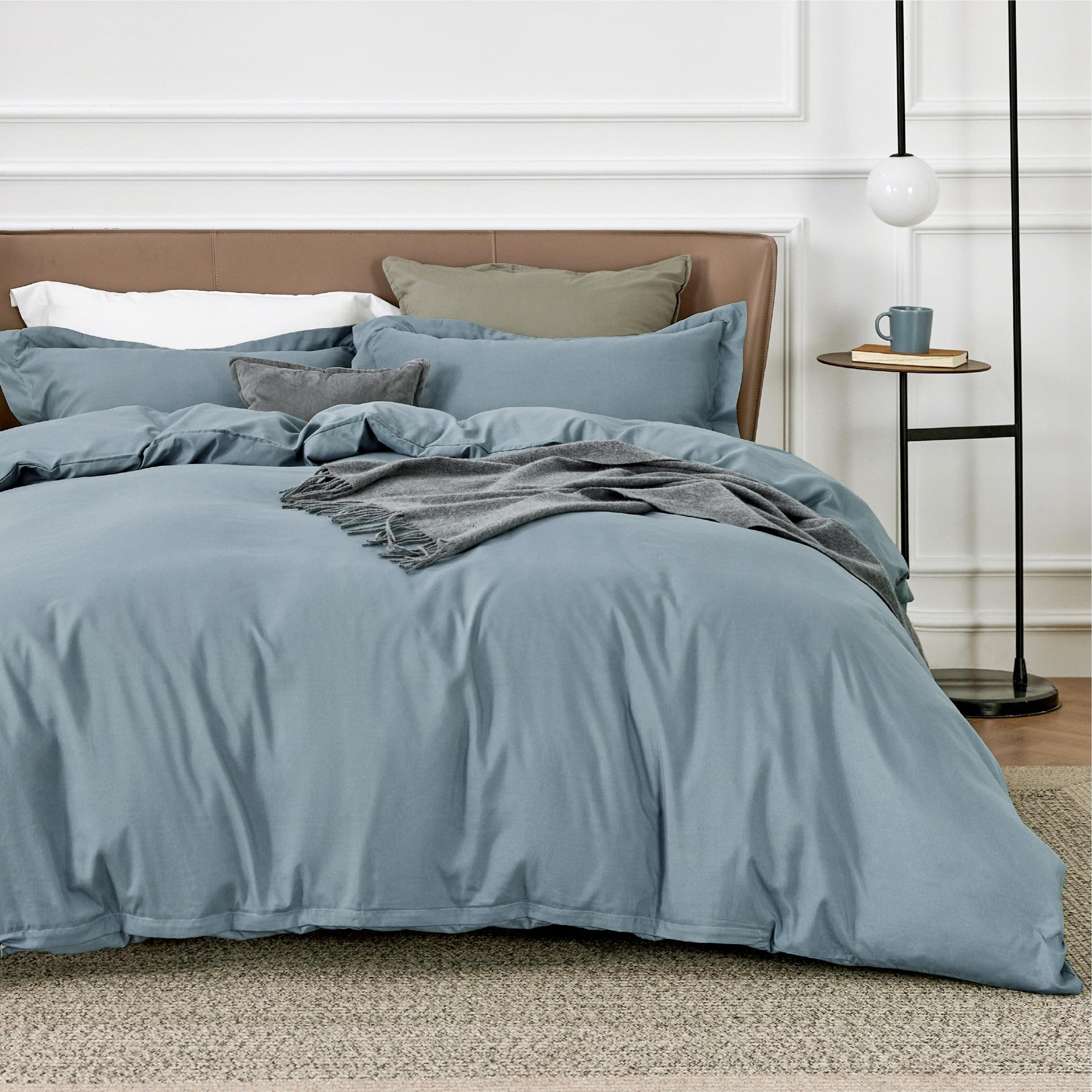 Duvet Cover Full Size - Soft Double Brushed Bedding Set for Kids & Adults, Zipper Closure, 3 Pieces, Includes 1 Duvet Cover (80"x90") & 2 Pillow Shams, NO Comforter, Mineral Blue