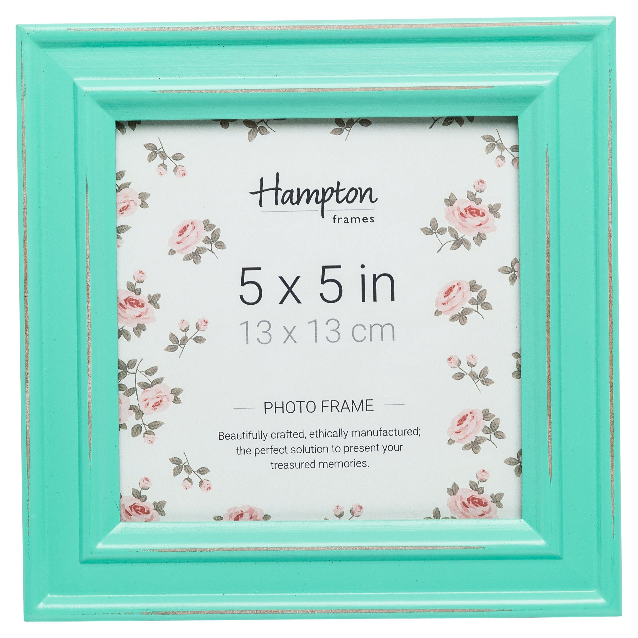 Hampton Frames PALOMA Distressed Square Picture Photo Frame Mint Green 5x5 (13x13cm) PAL301955GRN