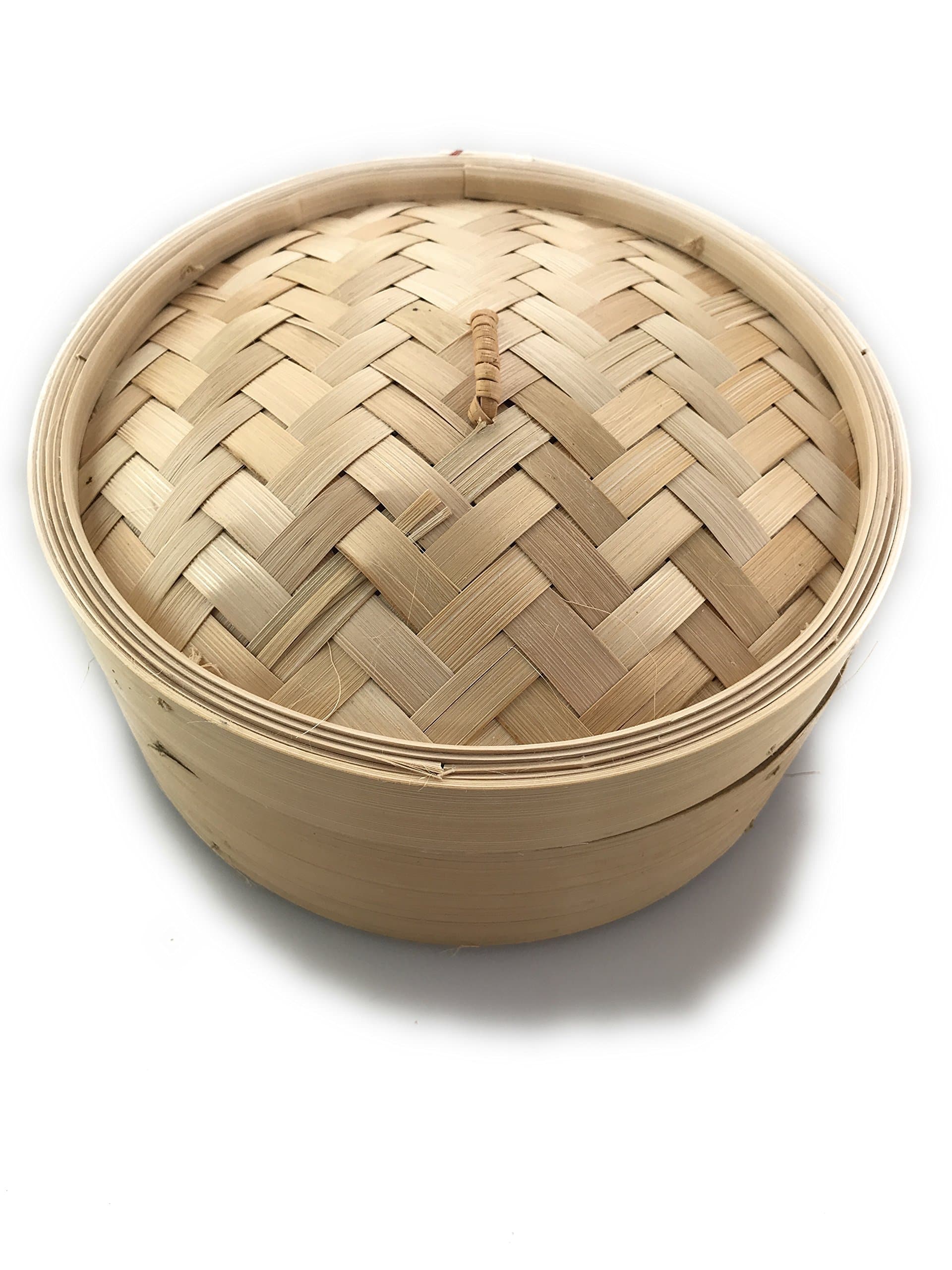 6" Bamboo Steamer with Removable Lid by Ovalmark - Ideal for Dim Sum, Dumplings and Vegetables