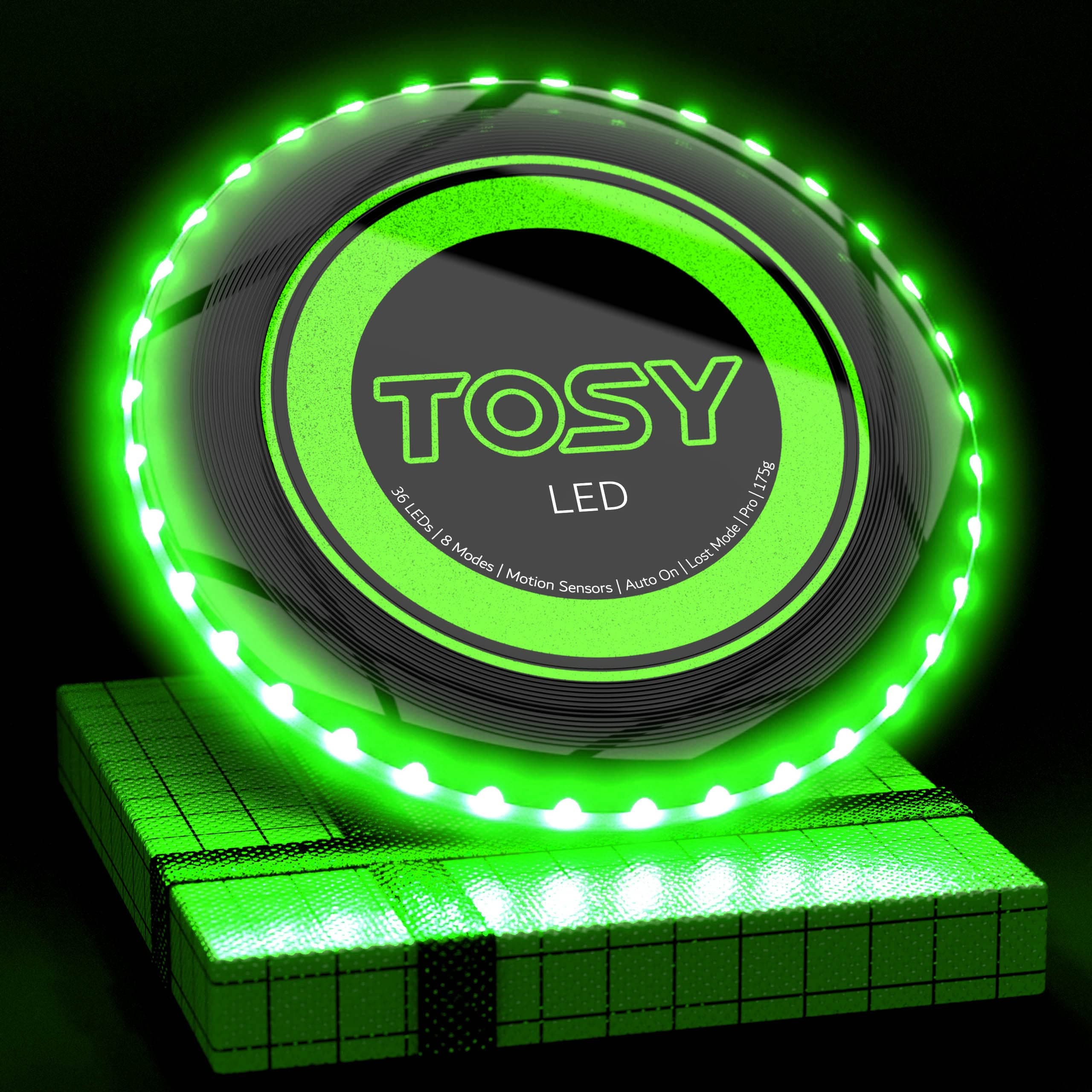 TOSY Flying Disc - 36 Monocolor LEDs, Super Bright, Smart Modes, Easter Basket Stuffers Gift, Camping Toy for Kid/Teen/Adult, Auto Light Up, Rechargeable, Waterproof, 175g