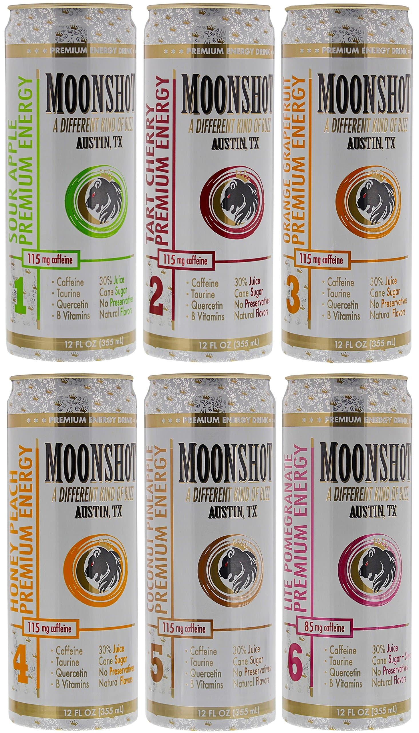 MOONSHOT Energy Drink Variety 6pk Sampler