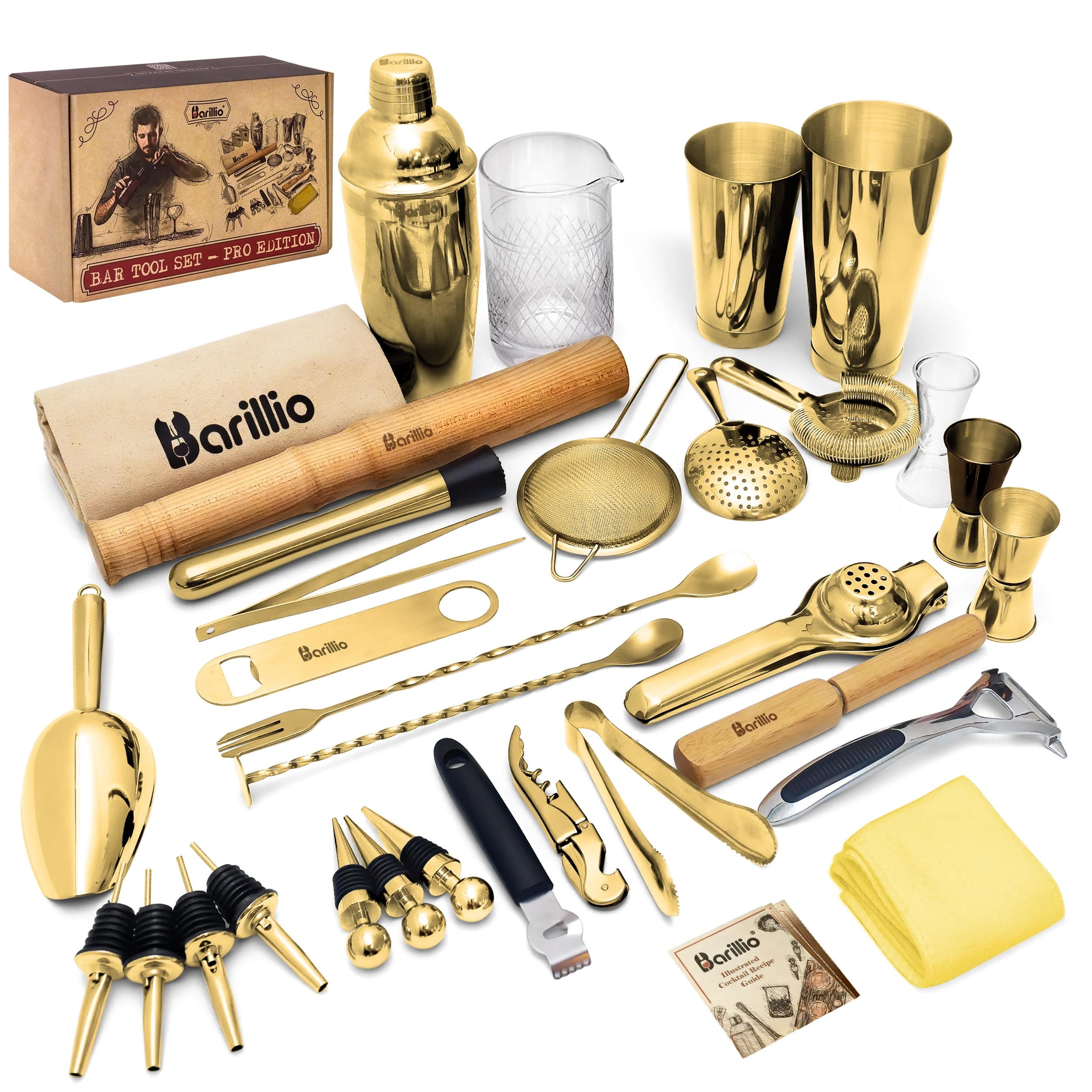 barillio Complete bar tools set Gold