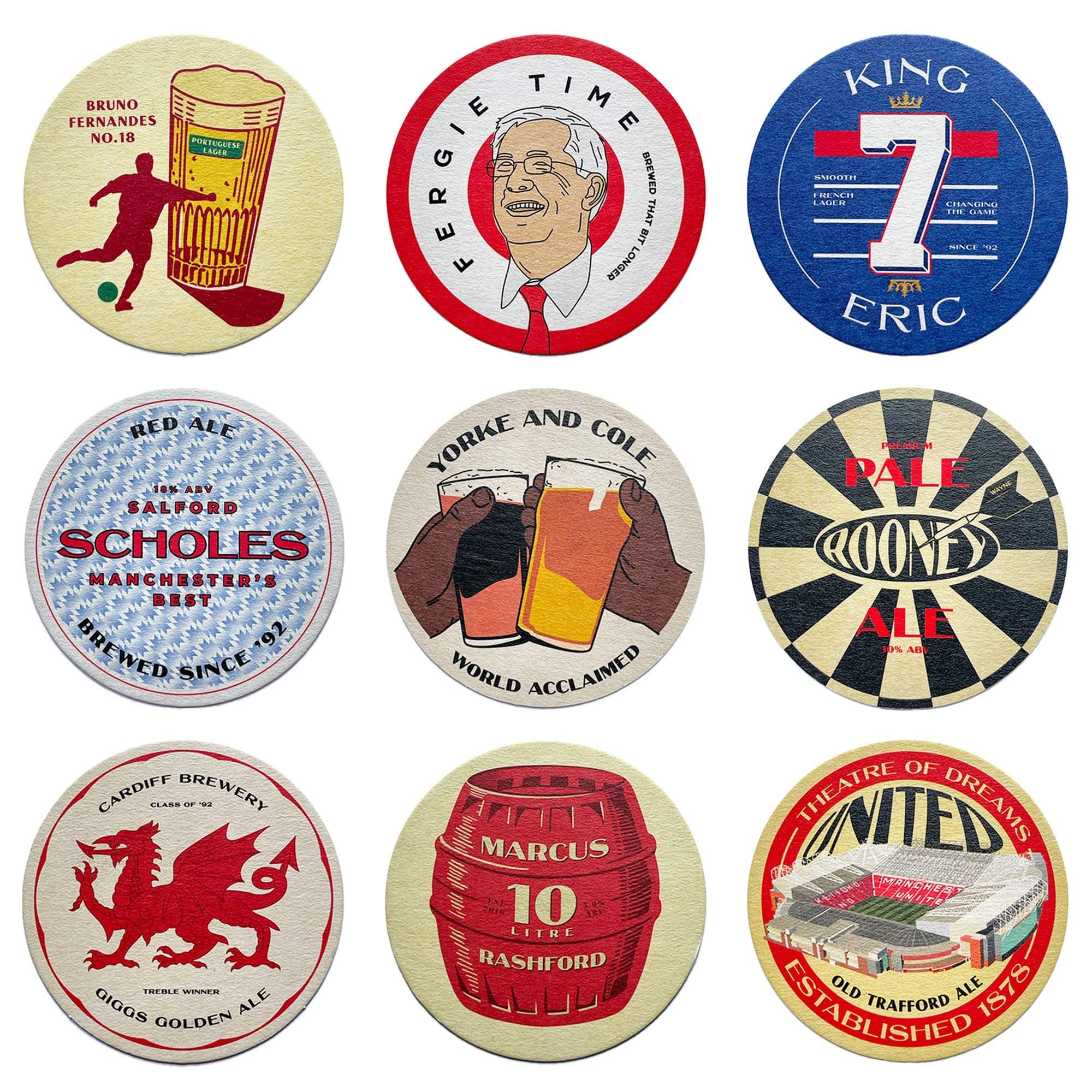 Man United Beer Mats x9