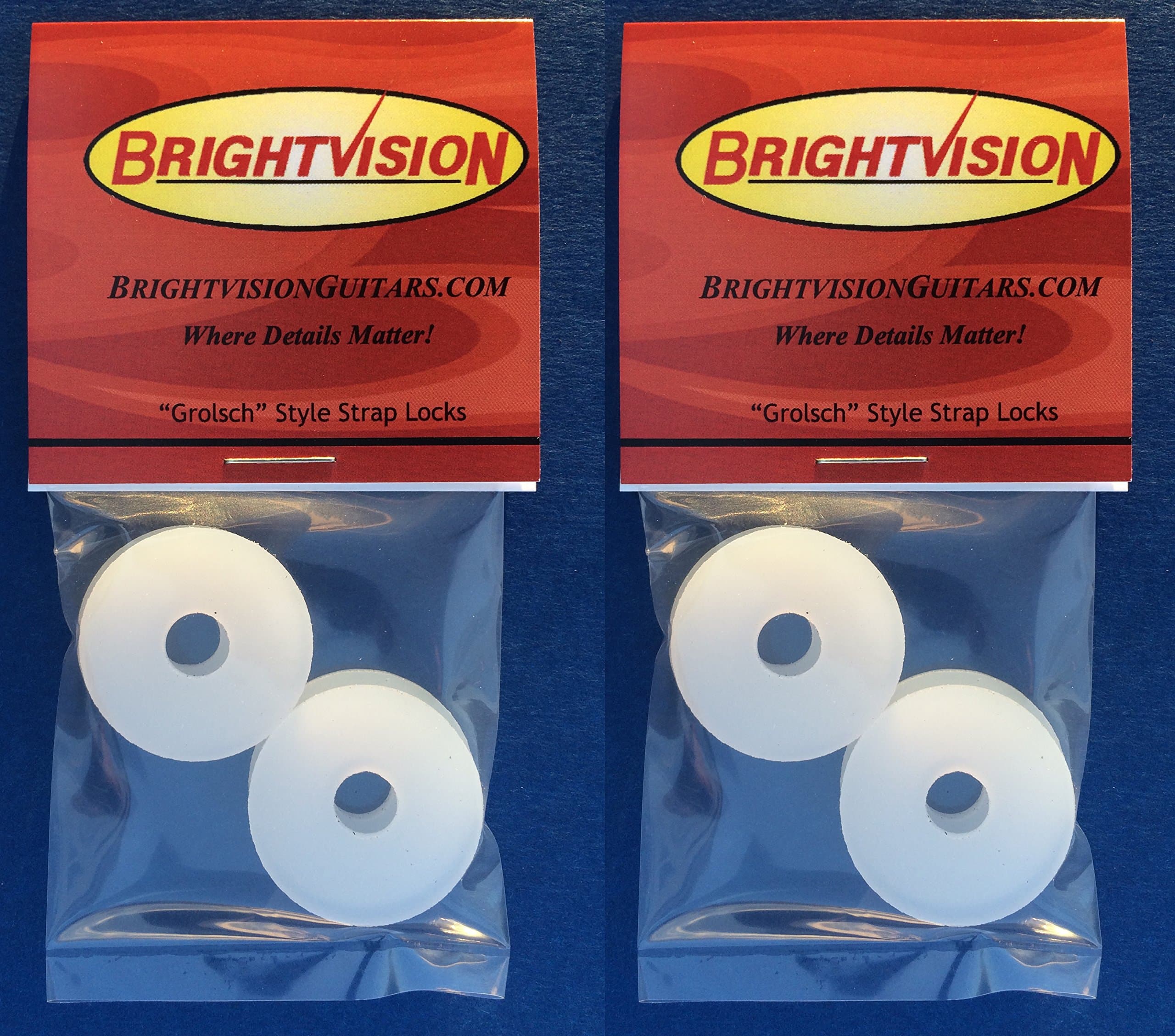 TRANSLUCENT Rubber Guitar Strap Locks - Grolsch Style - Classic and Reliable - Made In The USA! (8-Pack)